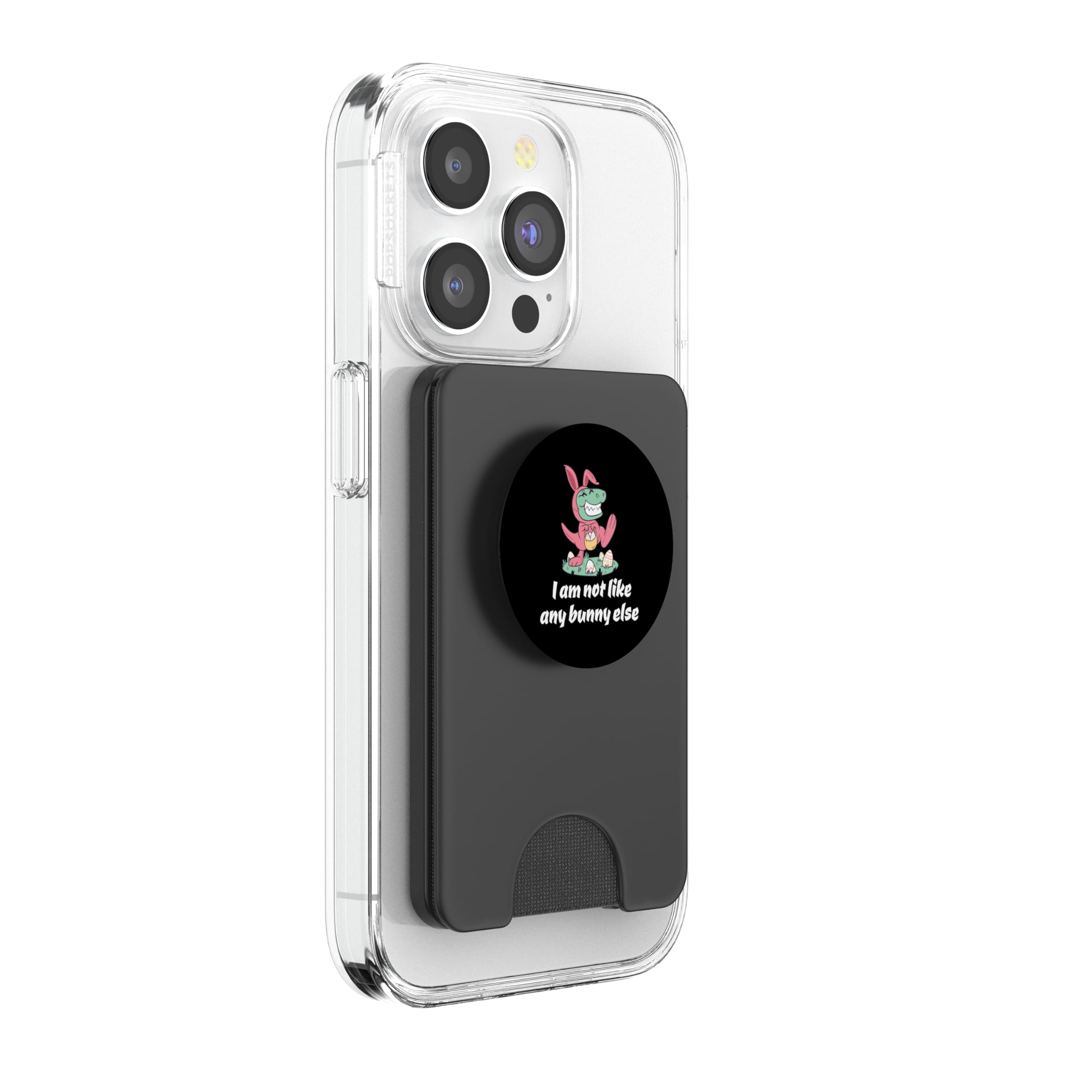 Not like the other T-Rex is looking for Easter eggs Easter bunny PopSockets PopWallet for MagSafe, Black - Image 4