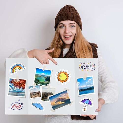 Miniatura 13 de Paquete de 4 tableros de póster triple, tablero de presentación blanco de 36 x 48 pulgadas, tablero de exhibición portátil para ferias de ciencias