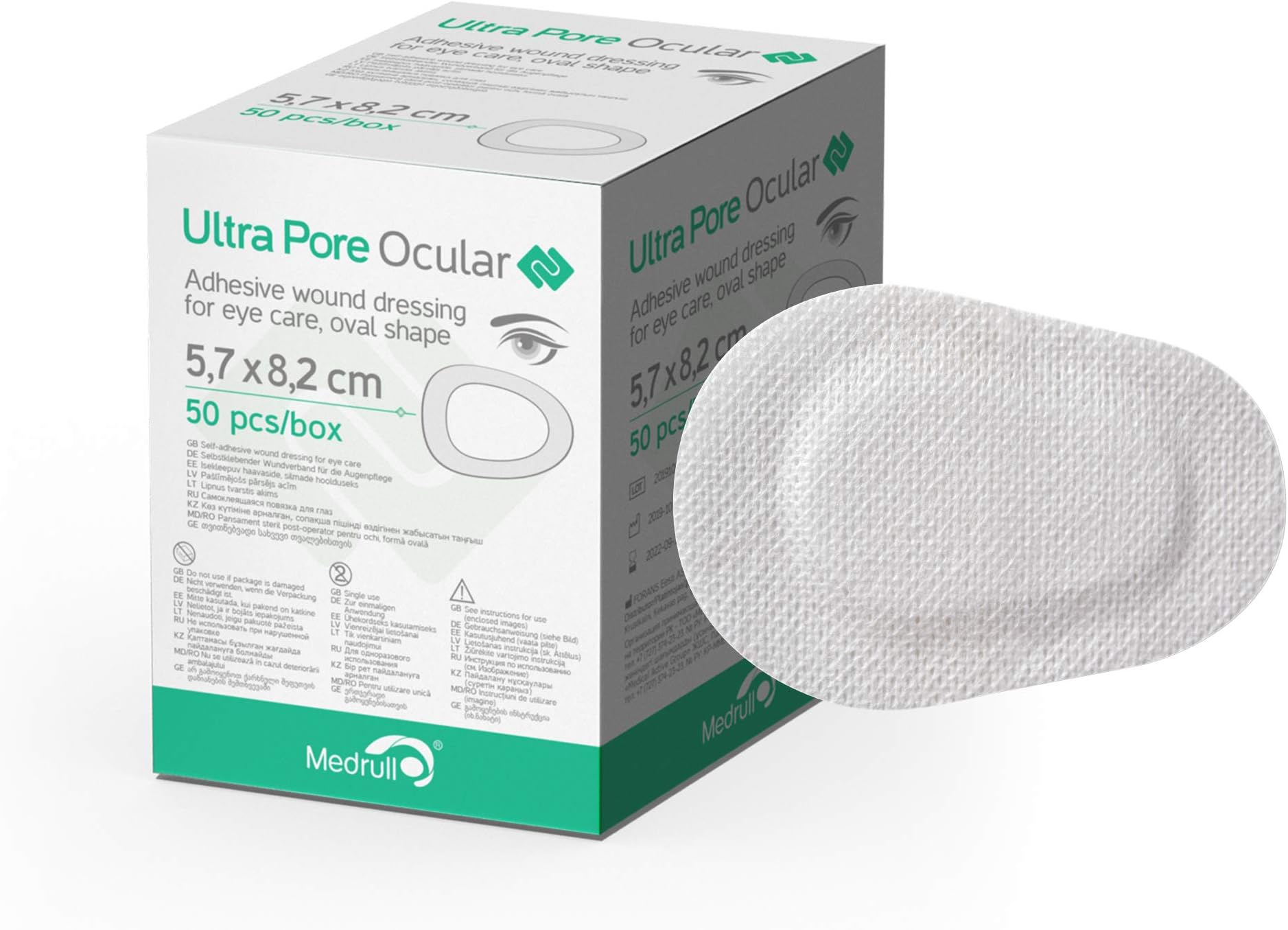 Medrull Ultra Pore Ocular Eye Patch 50Pcs Set – Wound Dressings Eye Wash for Sensitive Eyes – Self-Adhesive Sterile Patches for Eyes – Ideal for Post-Op Care, Medicinal Products