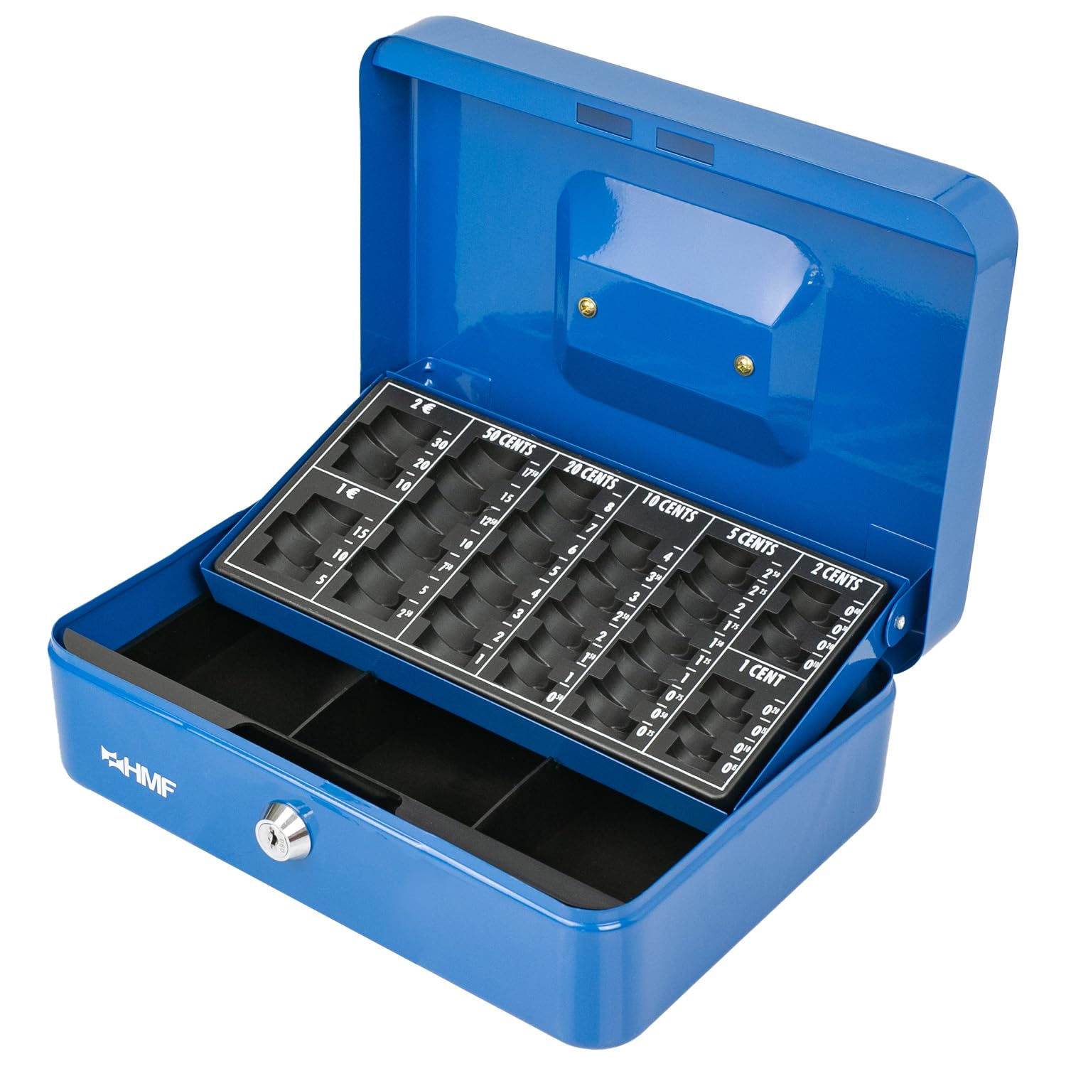 HMF 10022-05 Cash Box with EURO Coin Tray 25 x 18 x 9 cm, blue
