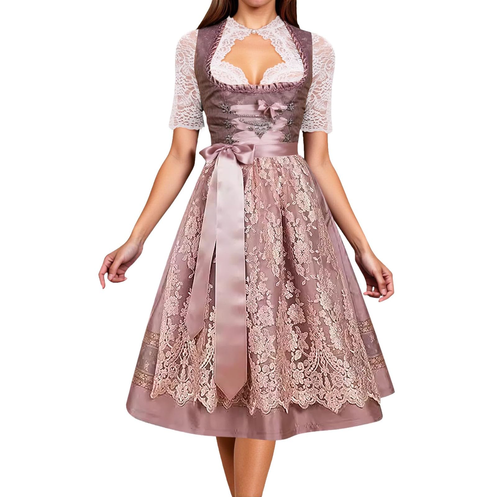 Abito Tradizionale Bavarese da Donna, Vestito Oktoberfest Vestiti Tirolese Dirndl, Dell'Oktoberfest Costumi Cosplay, Abbigliamento Primavera, Sexy, Curvy, Damigella Bambina