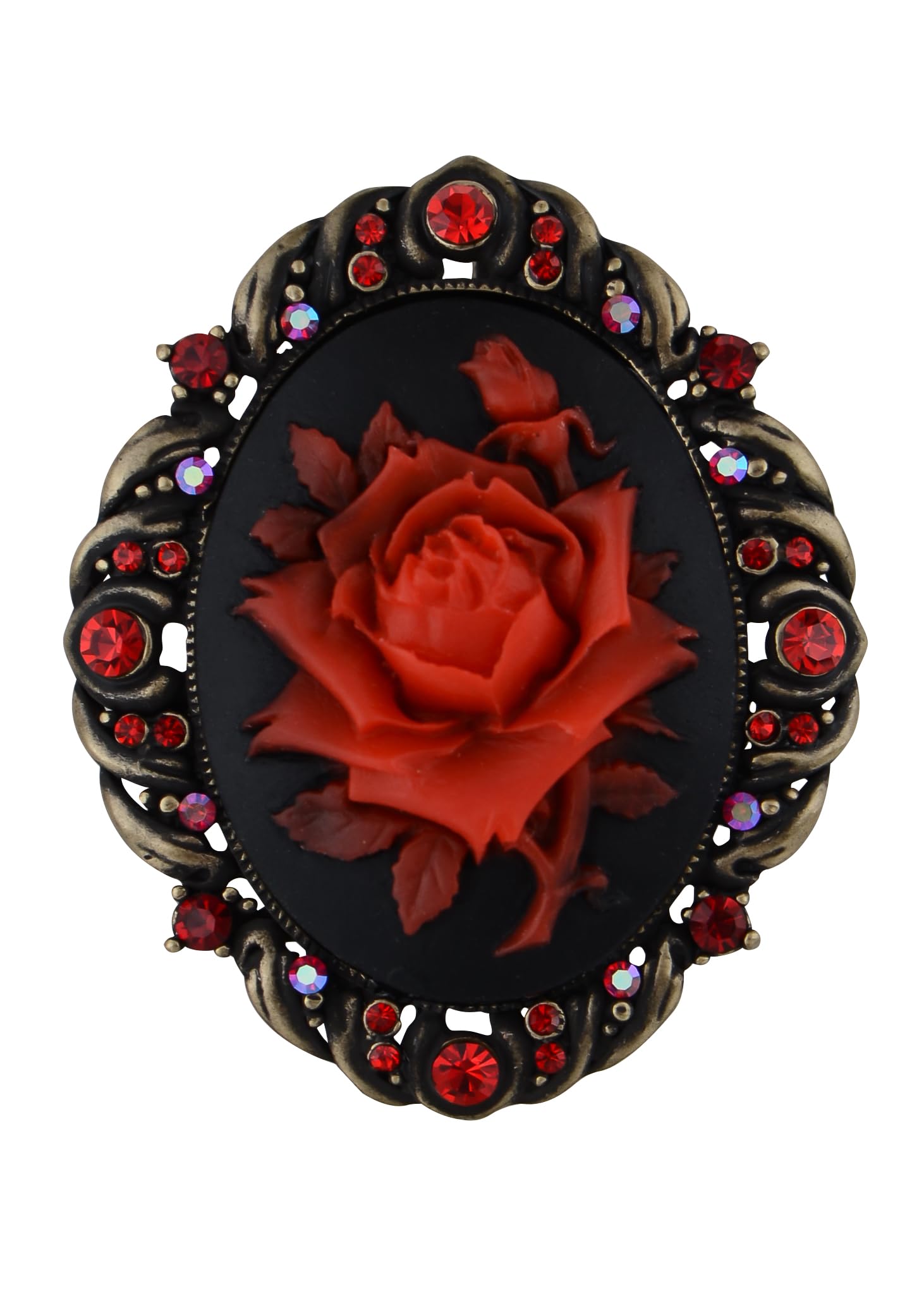 Alilang Vintage Inspired Antique Reproduct Rose Pink Crystal Flower Cameo Pin Brooch