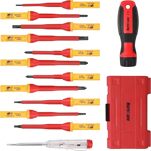 Miniatura 10 de HURRICANE Juego de destornilladores aislados de precisión de 1000 V, juego de destornilladores eléctricos aislados de 6 piezas con puntas magnéticas
