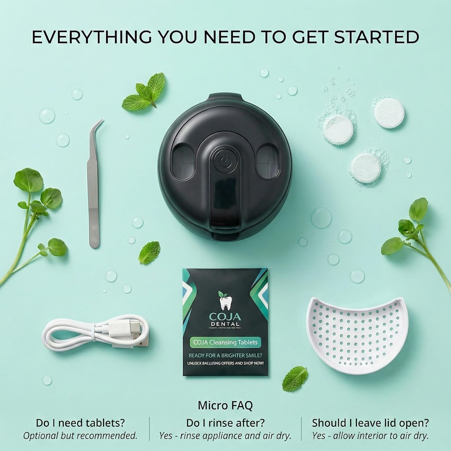 Retainer Cleaner Machine Pod PRO | 48kHz Ultrasonic Dental Pod for Mouthguard, Dentures & Aligners | UV Light | 3 Cleaning Modes | Tablets Included