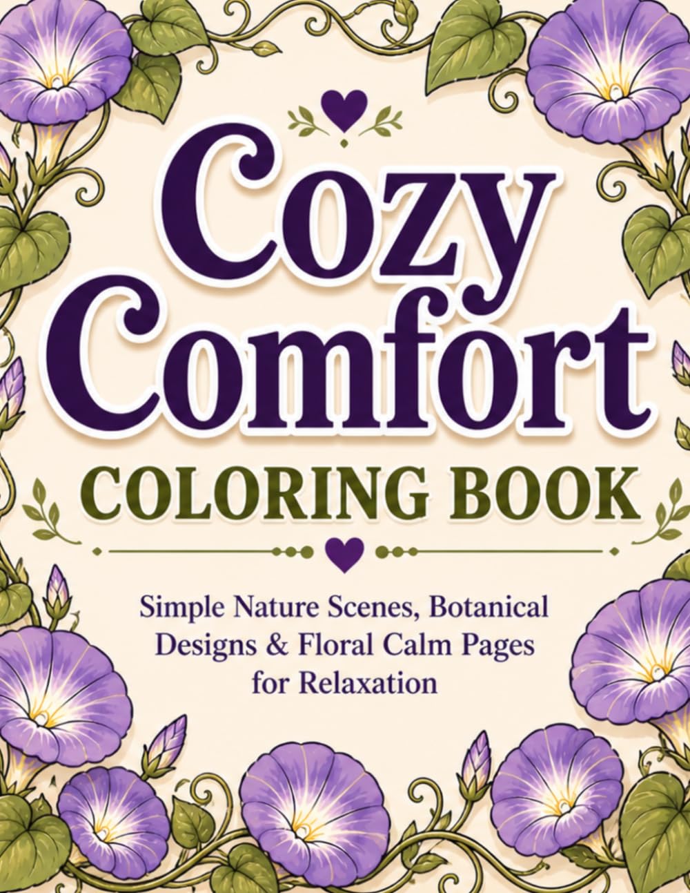 Cozy Comfort Coloring Book for Adults: Simple Nature Scenes, Botanical Designs & Floral Calm Pages for Relaxation (Cozy Comfort Coloring Series)