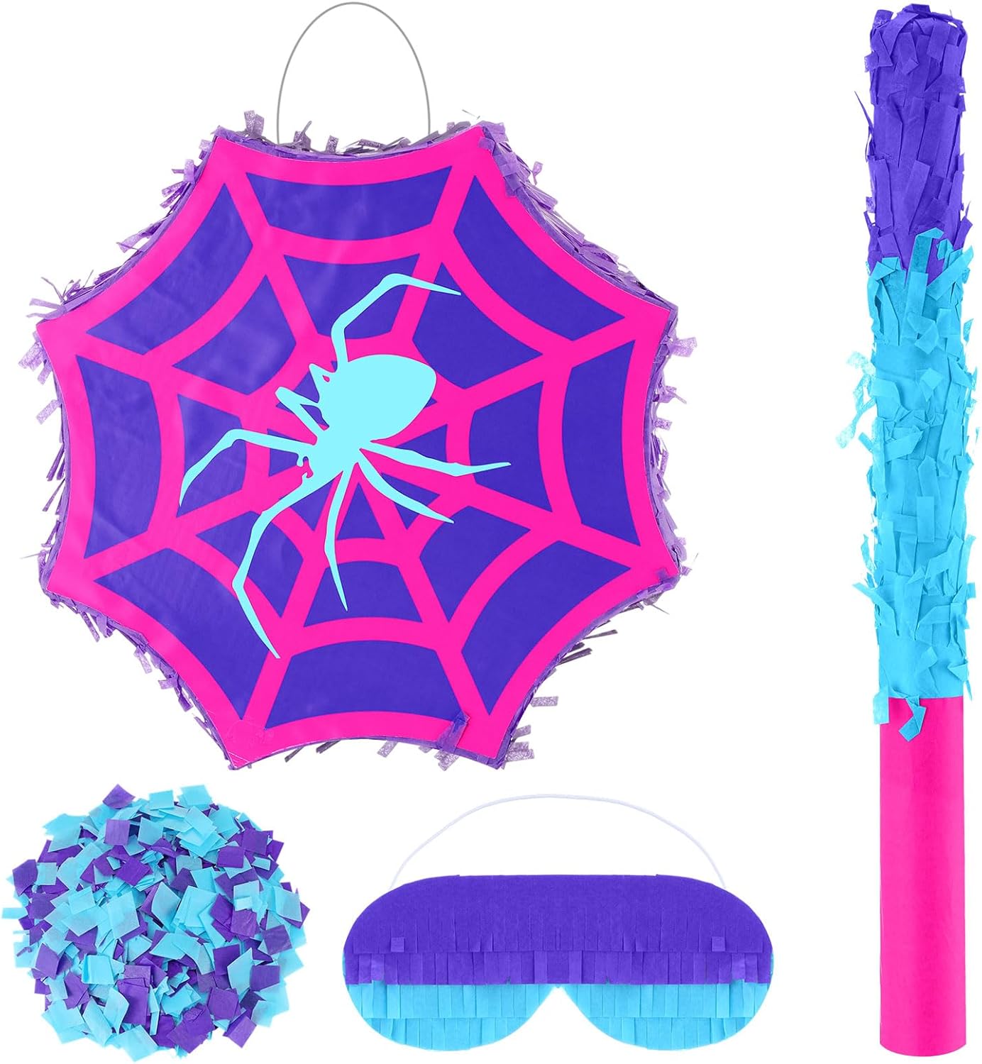 Arrowbash Purple Spider Piñata for Birthday Decoration Small Piñata for Spider Favors Birthday Gifts with Blindfold Stick and Confetti for Adult Celebration