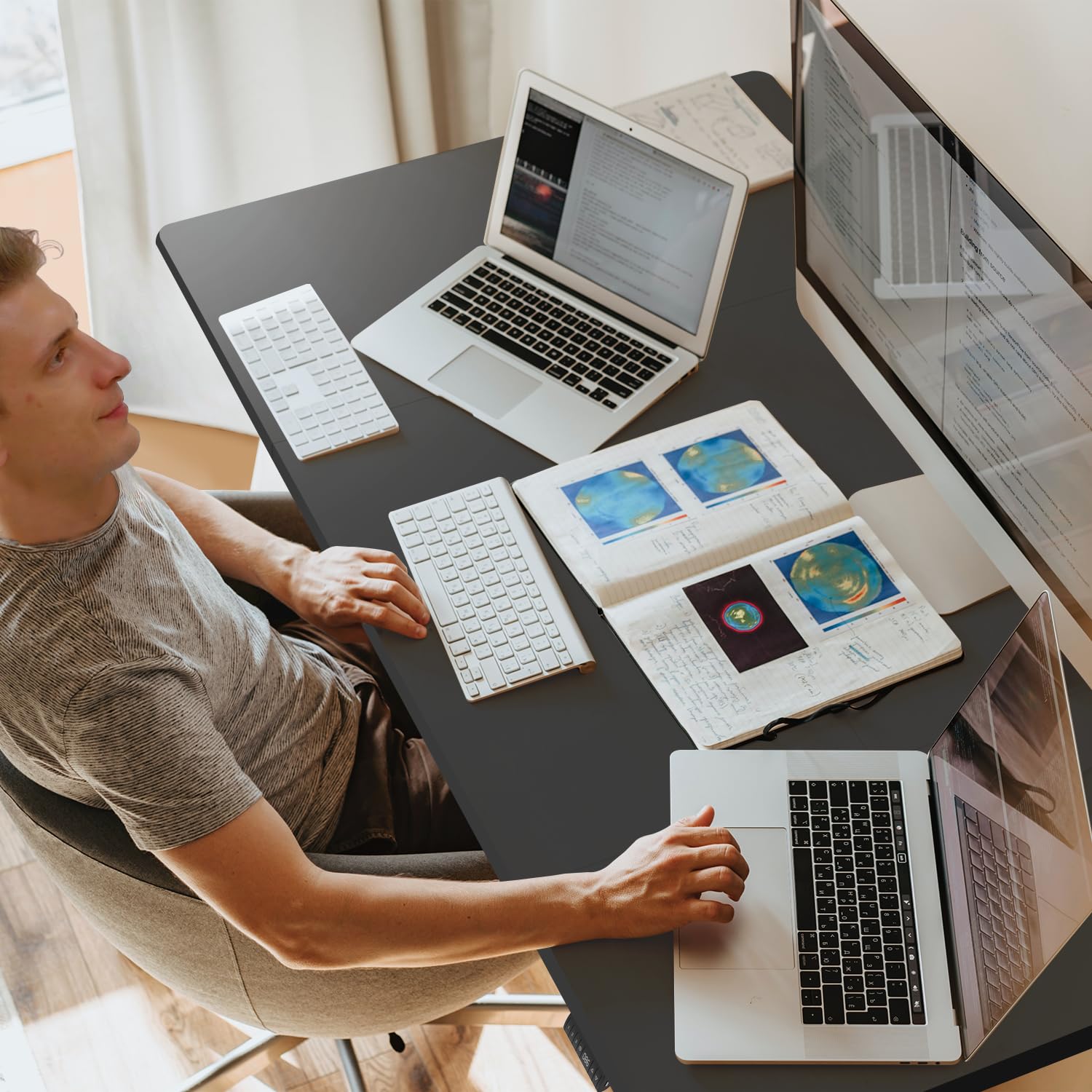 TRIUMPHKEY Scrivania Elettrica Regolabile in Altezza,180 x 80 cm,Presa USB, 3 Controllo Memoria, Scrivanie Arredo Studio, Altezza Regolabile, Anti-collisione, Tavolo da Computer