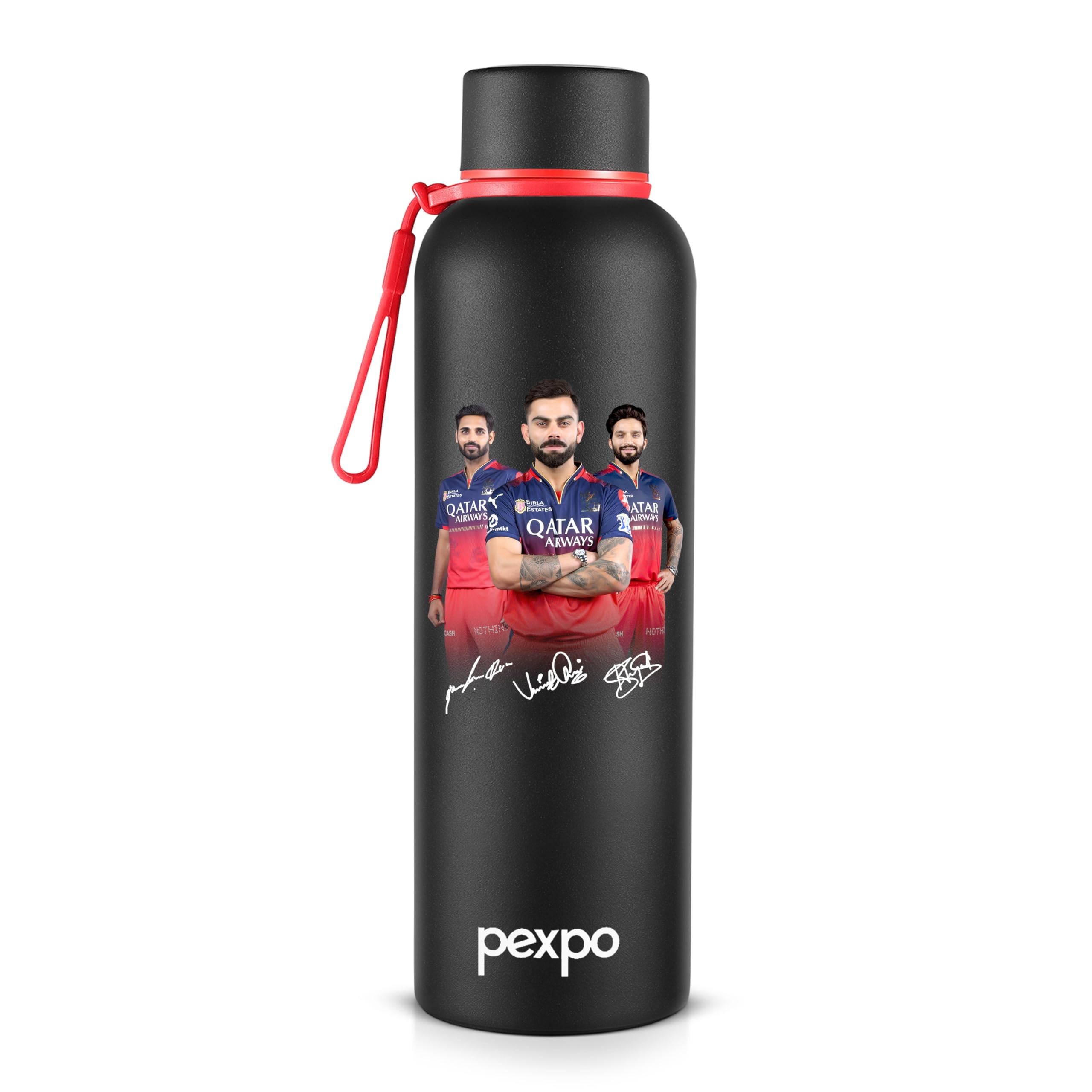 Go24 pexpo Water Bottle 700ml Stainless Steel | Hot and Cold Flask | ISI Certified Steel Bottle | Three Layer Insulation | Leakproof | for Home, Office | 2-Year Warranty |Bravo| Knight Black