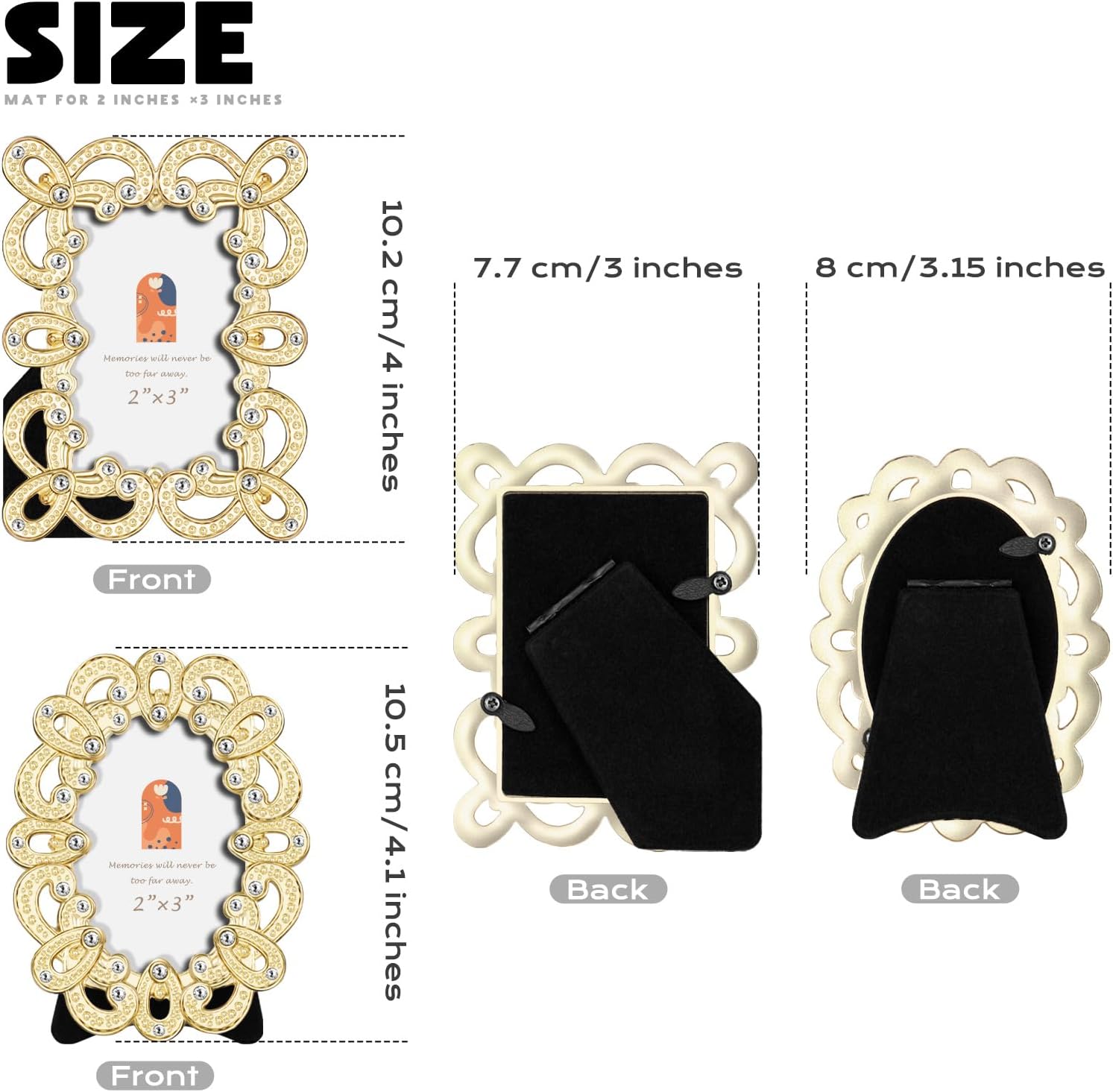 Classic Gold Mini Frame Set Set of 2x3 & 2x3 In | For Tabletop Display | Perfect for Home Decor, Wedding, Graduation, Or Milestone Photo