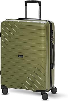 REDOLZ Essentials 05 Hardside Travel Suitcase for Men and Women with 4 Double Wheels and TSA Combination Lock, Dark Olive Green, Koffer M 67 cm, Hardside Trolley with 4 Swivel Double Wheels