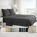 CLOUDSCAPE 1000 Nombre de fils 100% Feuilles de coton égyptiennes Taille du roi, Premium & Drap de lit de luxe, pour les personnes à lit chaud, refroidissement & Respirant, Silky Sateen Weave, Jusqu'à 17" Poche profonde - blanc