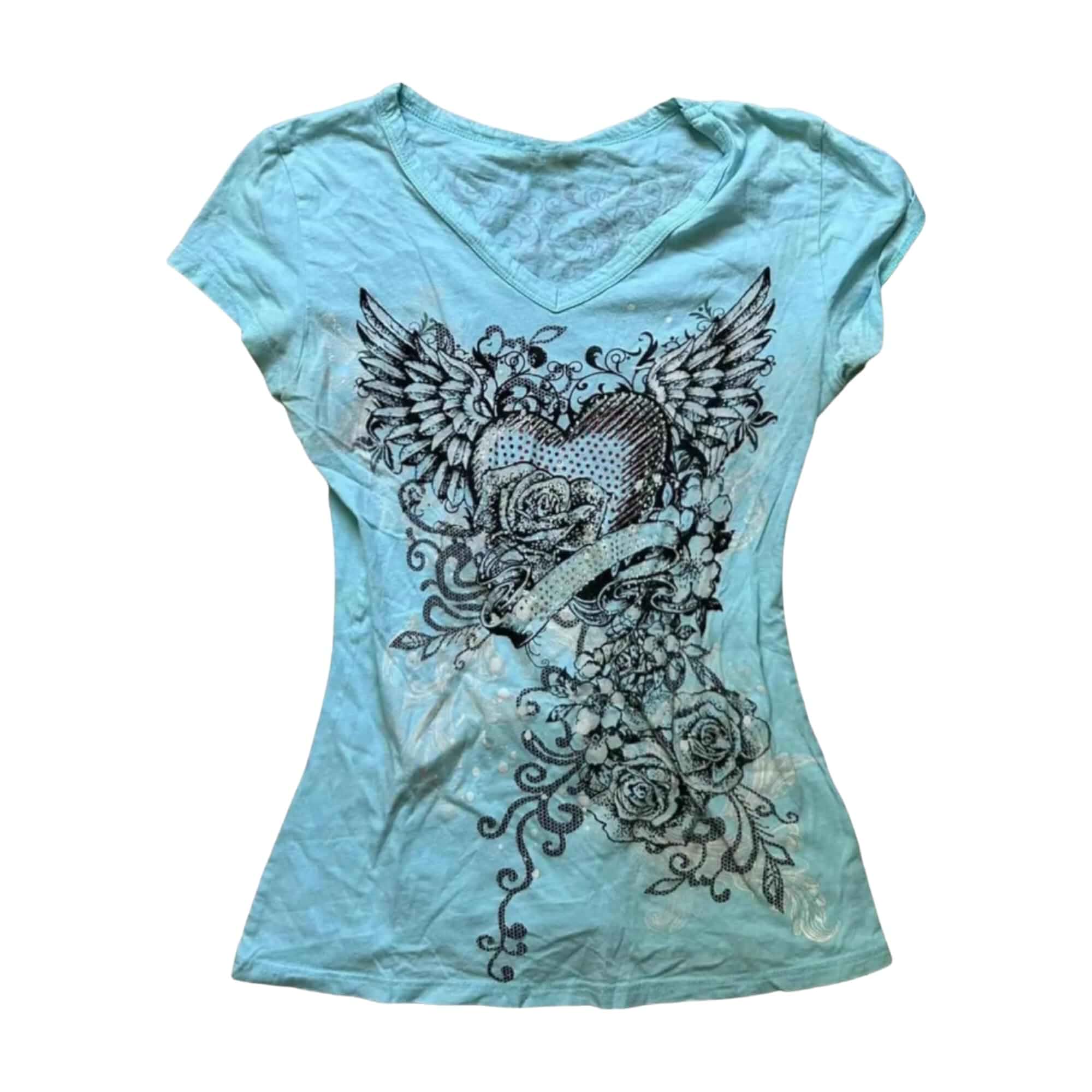 Emo Grunge Top Short Sleeve Y2k Shirts Vintage Streetwear Tops Women 2000s Fashion