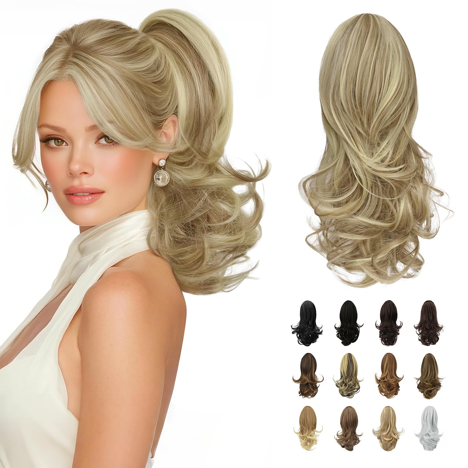 Long Curly Ponytail Extension Synthetic 13 Inch Clip-In Hairpiece for Women Amazon.com : SOFEIYAN 13 main image 4