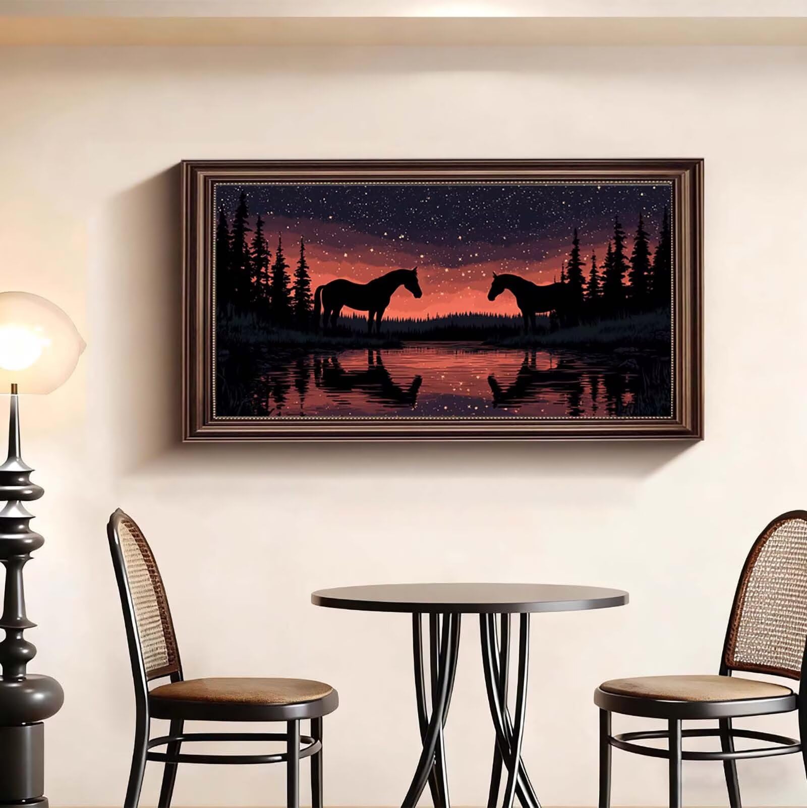 vista notturna Diamond Painting 60x120 cm, Diamond Painting Kit n5w-460 | DIY Grandi Adulti Strass Punto Croce Artigianato, Crystal Art Mosaico Ricamo Kit, Oggetti Decorativi per la Casa cavallo