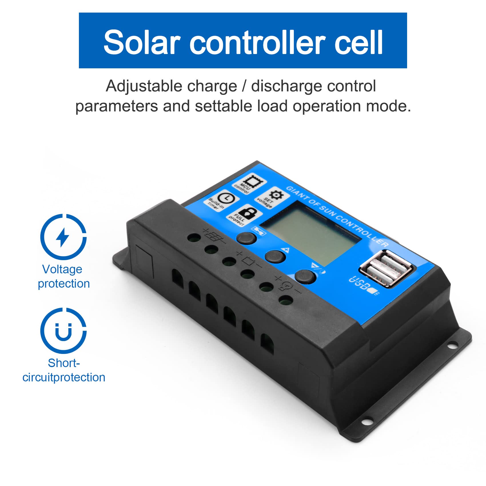 Barabesty Caricabatteria da Pannello Solare da 30W 12V + Controller 40A per, Barca, Casa,
