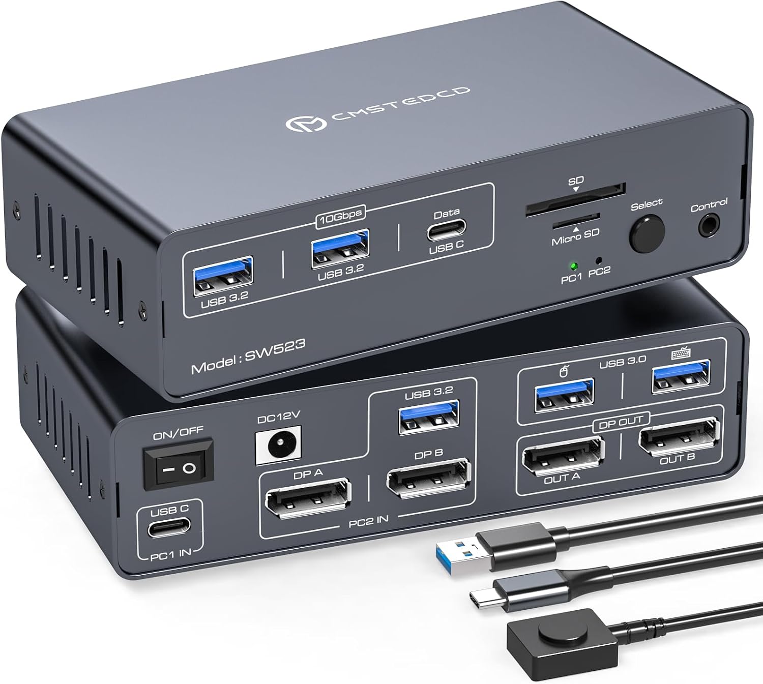 KVM Docking Station 4K120Hz USB C KVM Switch 2 Monitors 2 Computers Displayport Dual Monitor KVM-Switches for Laptop and Desktop Share 13-in-1 Dock