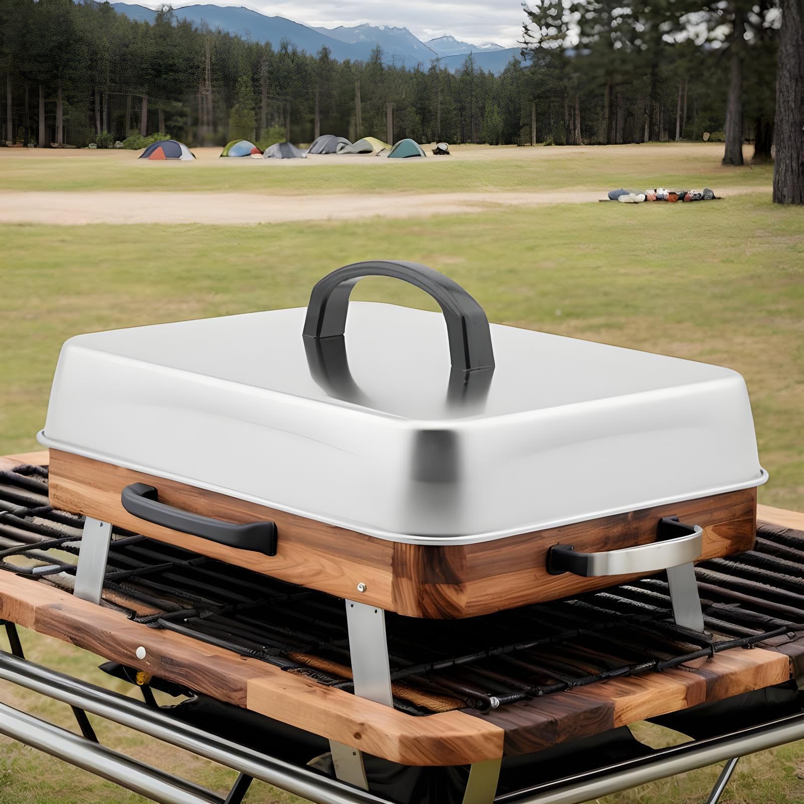 Tapa Rectangular para Derretir Queso A La Parrilla, Tapa De Acero Inoxidable para Cocinar Al Vapor, Ideal para Cocinar En Plancha Plana En Interiores Y Exteriores