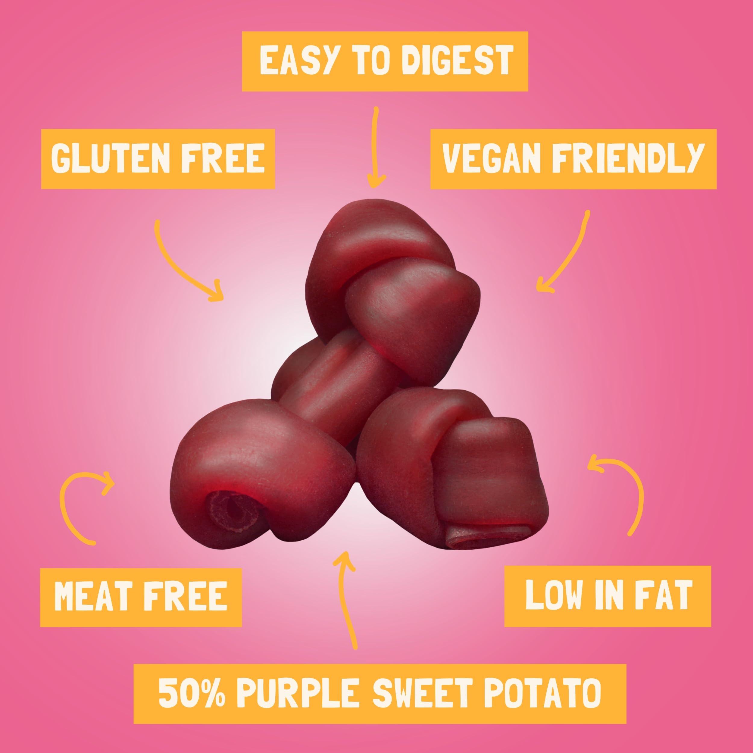 Pawtato Purple Knot Vegan Dog Chews (6 x 150g), Plant-Based Rawhide-Free Dog Treats Made with Sweet Potato - Image 2