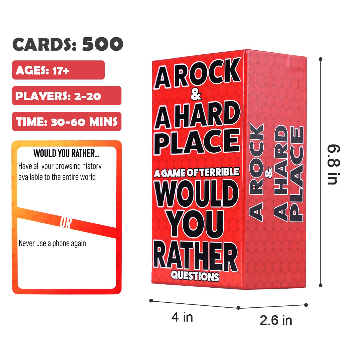 A Rock & A Hard Place Would You Rather - Kartenspiel für Erwachsene Party-Kartenspiele für Erwachsene und Familie, Partyspiele für Spieleabend