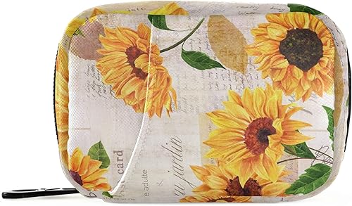 Miniatura 1 de xigua Pastillero de girasol para 7 días de viaje, caja organizadora de píldoras con cierre de cremallera para vitaminas, medicamentos y suplementos