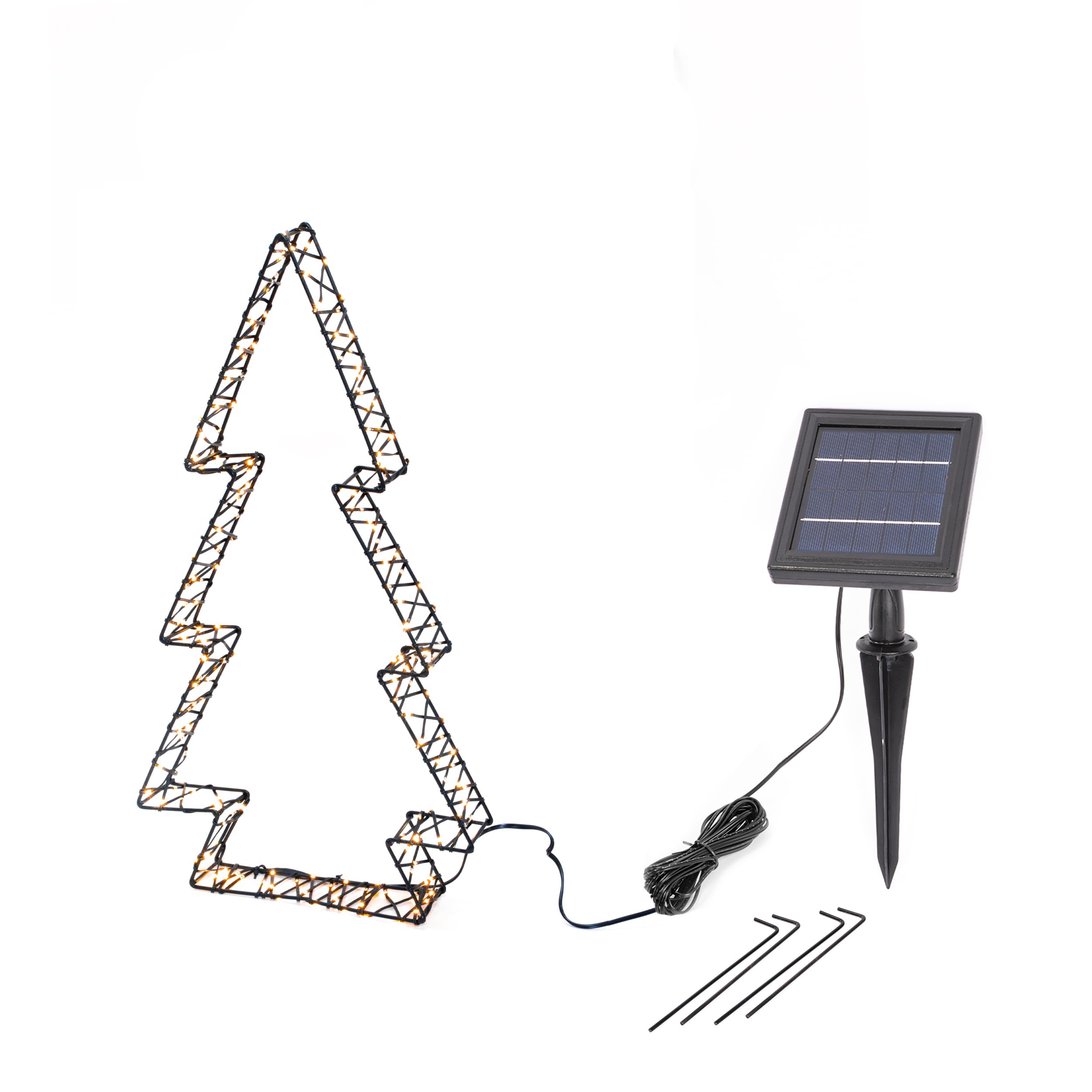 Esotec Solar LED Tannenbaum H=50cm aus Metall Winterdeko Garten outdoor 2800K 200 LEDs warmweiß Weihnachtsbeleuchtung außen winterfest 103402