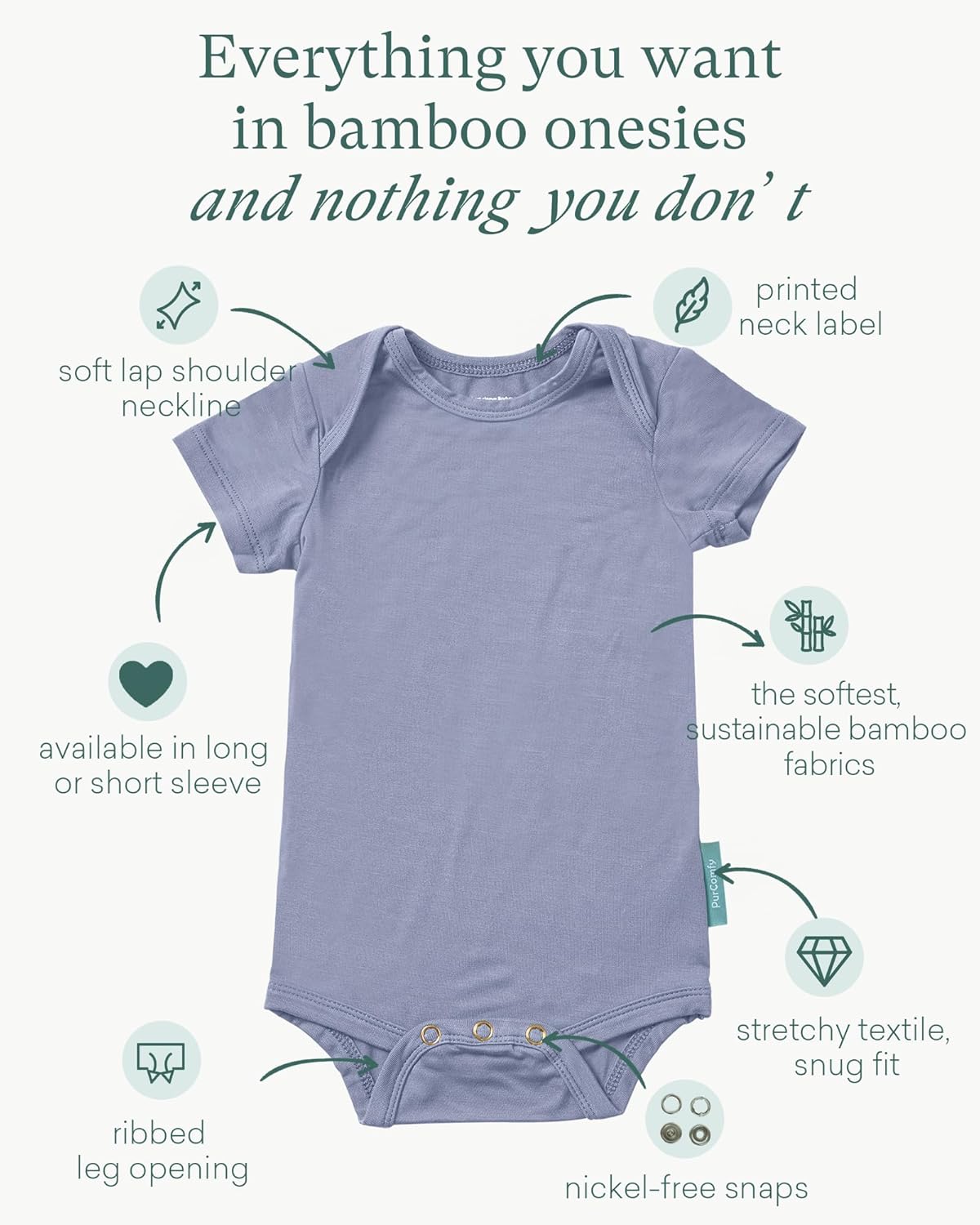PurComfy Supersoft Short Sleeve Baby Bodysuits, Premium Bamboo Rayon Bodysuit Unisex Boy Girl - Image 2