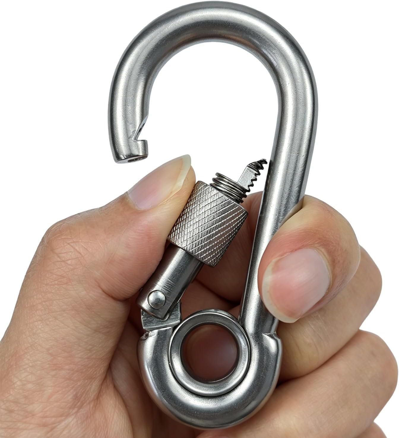 Swivel Snap Hooks, 2Pack Stainless Steel Trigger Clips, Corrosion Resistant 360° Rotating Eye Bolt Snaps for Dog Leash, Flag, Key Chain, Clotheslines, Tarp, Camping, Boating, Diving (M8 Carabiner*2)