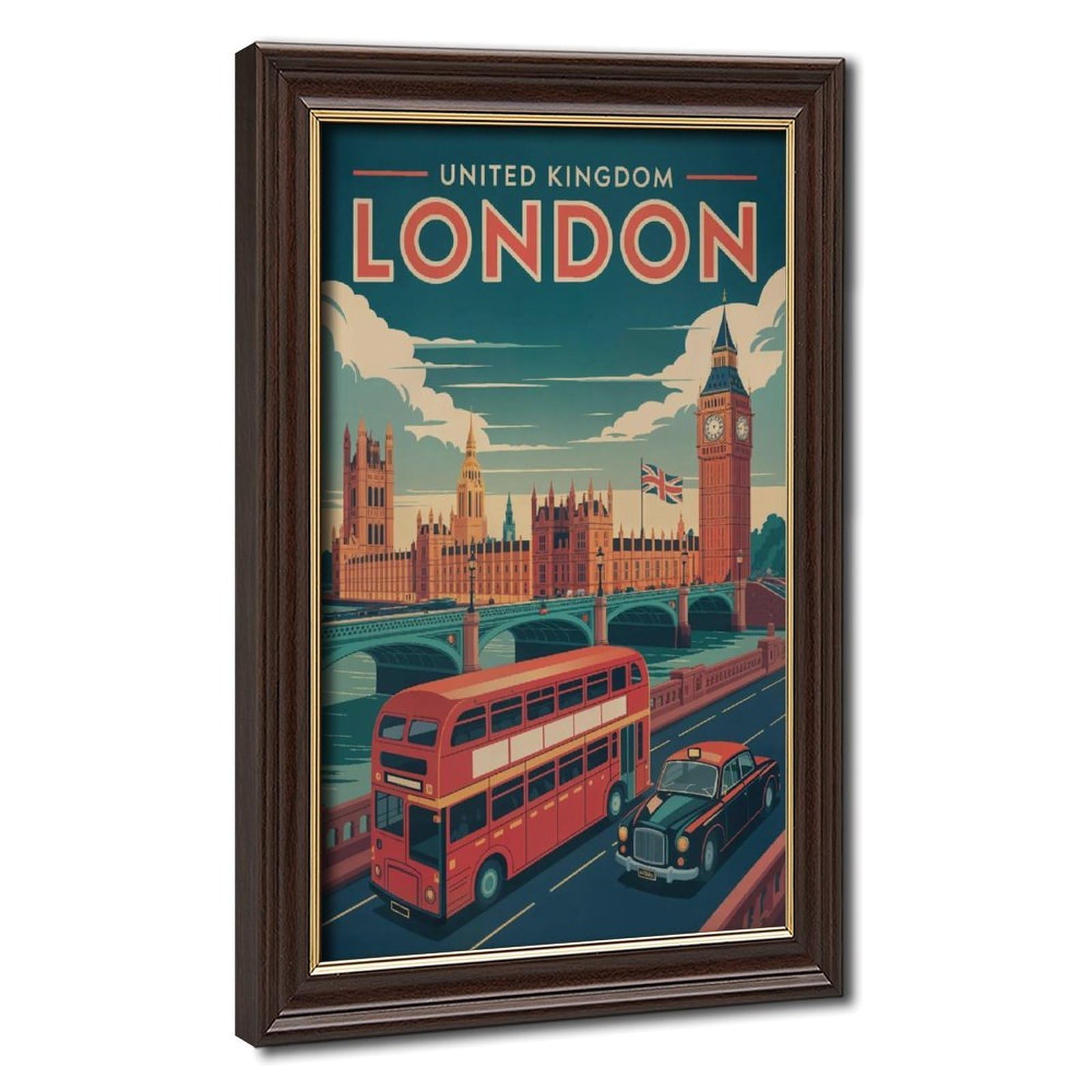 Bareronor Mokume Gane Frame-Style London Canvas Poster For Office Decor Gift