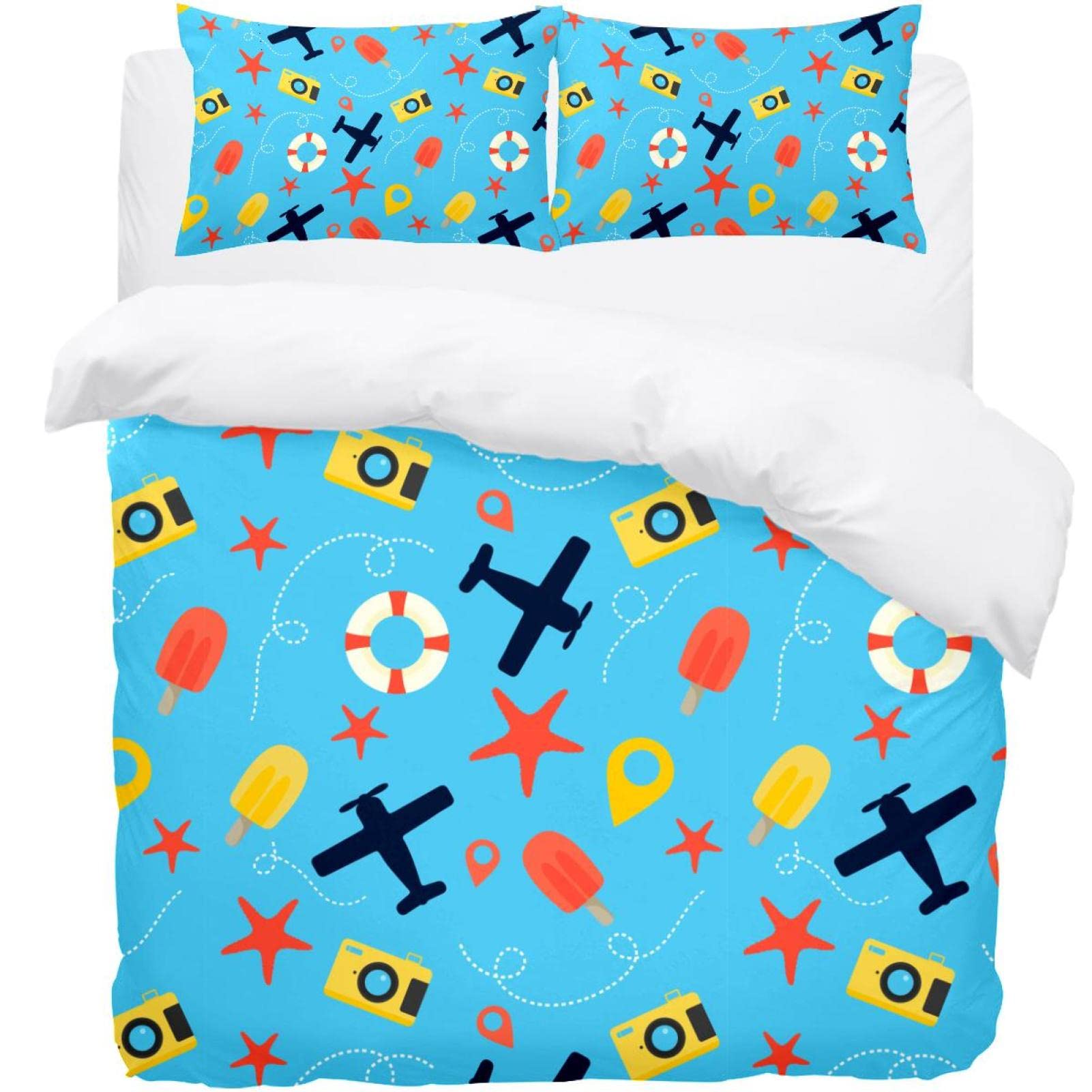Housse de couette avion parure de lit bleu pour un sommeil enfant paisible