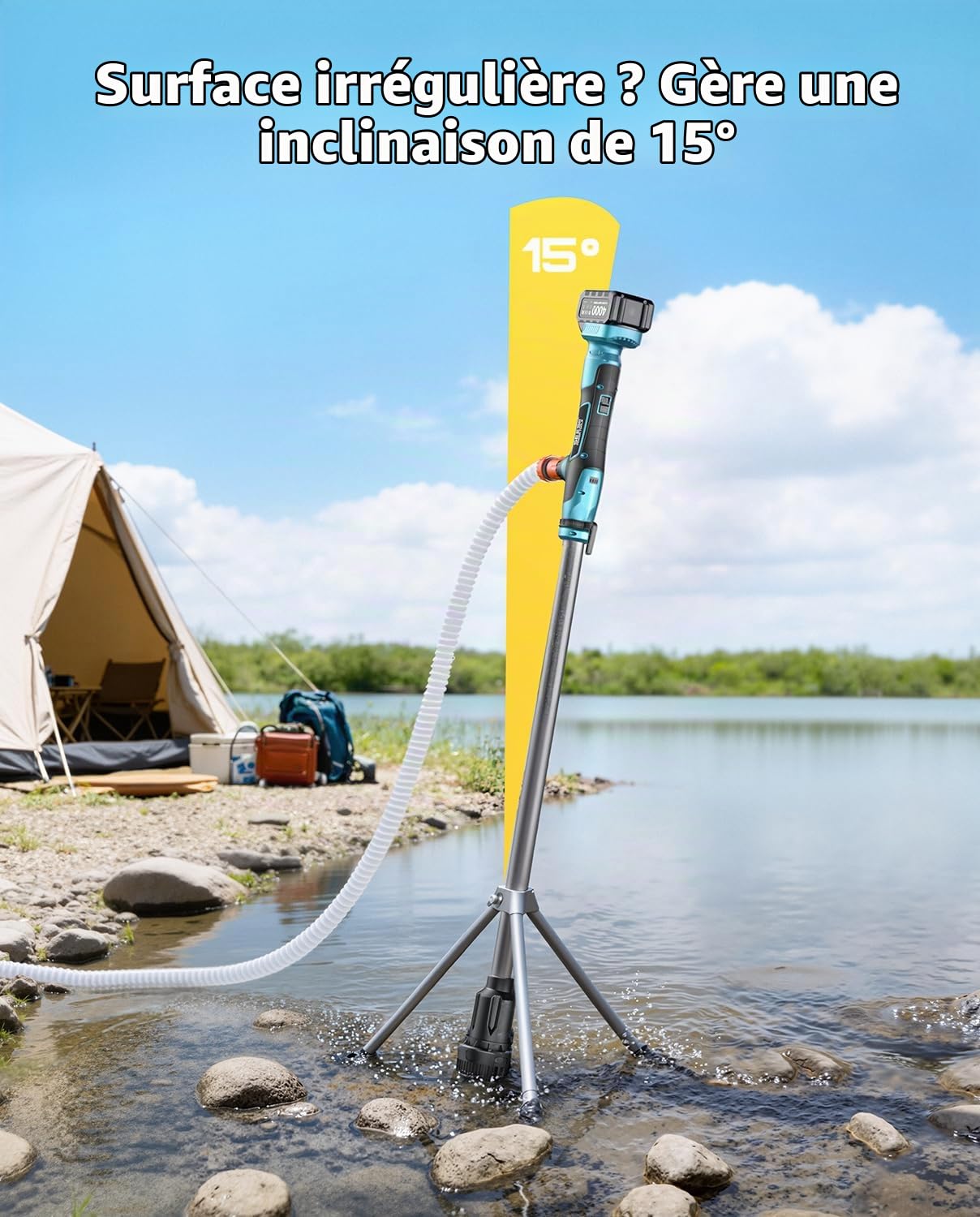 SEESII Pompe De Transfert D’Eau Sans Fil À Tige Avec Trépied