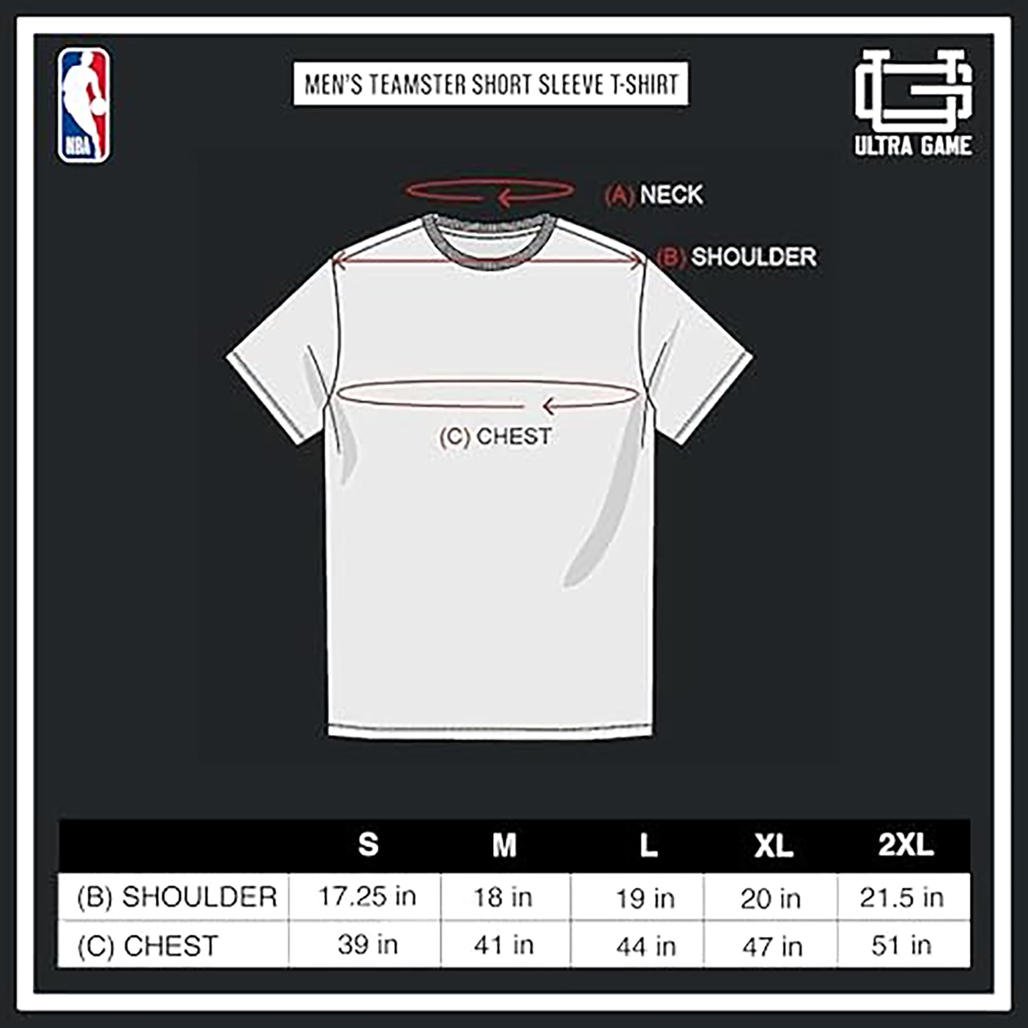 Ultra Game Camiseta de Manga Corta Oficial de la NBA para Hombre