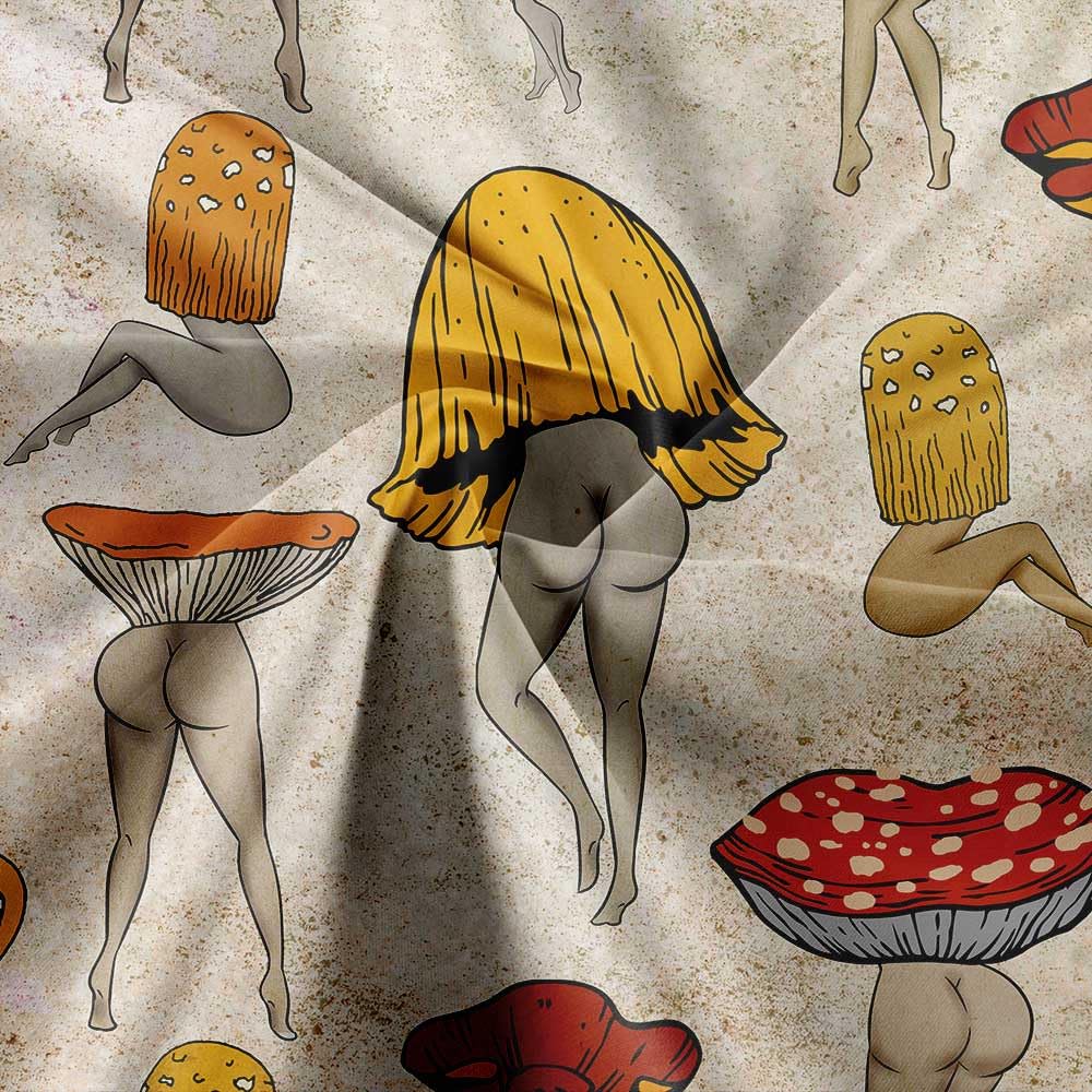 Lacoiime Lustiger Pilz-Duschvorhang – 70er-Jahre Hippie-Design, Wasserdicht (178 X 178 Cm, Inkl. 12 Haken)