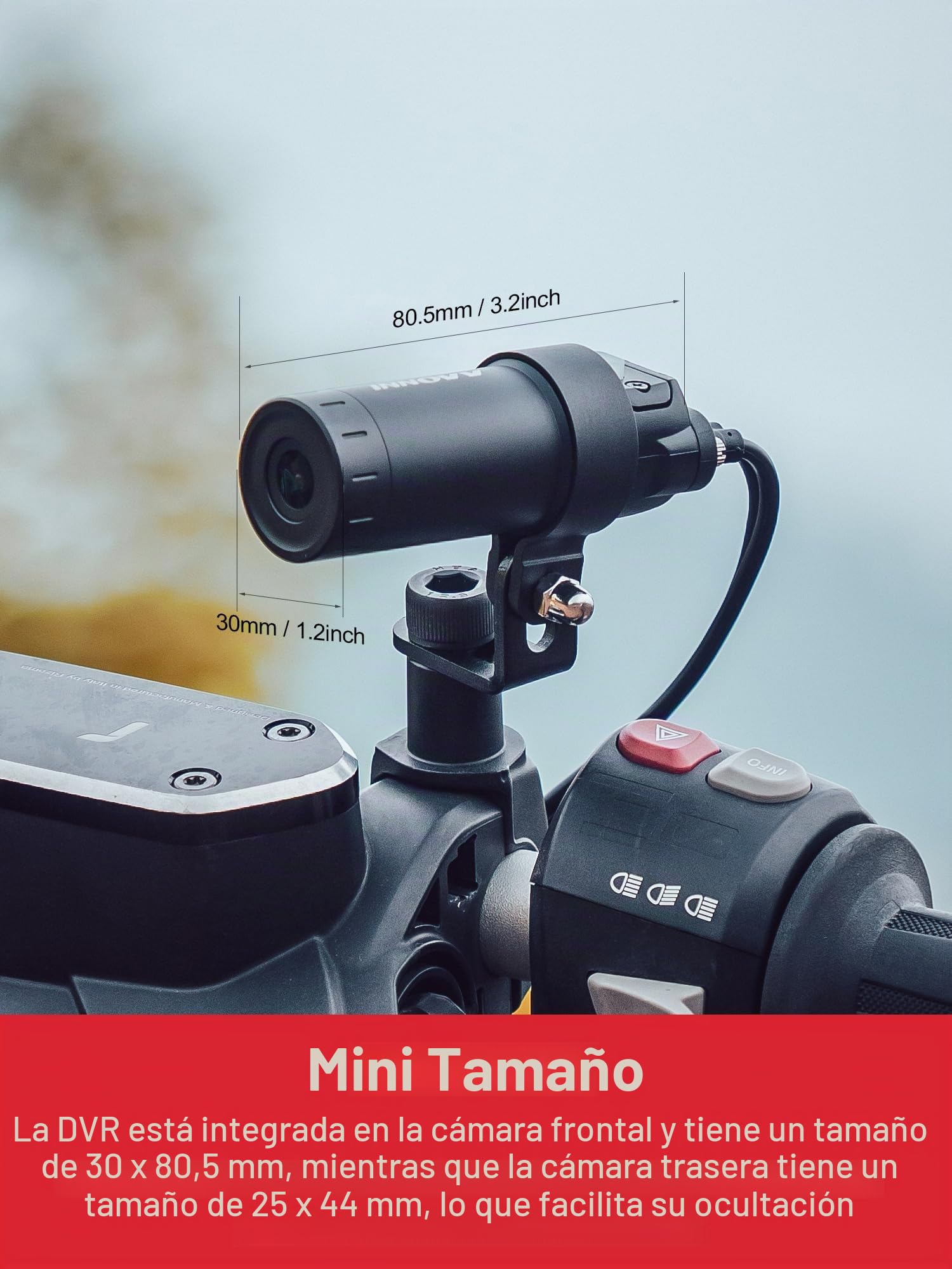 INNOVV K6 Cámara de salpicadero Doble Canal QHD 2K + 1080p IP67 Impermeable con Wi-Fi, ángel Dorado de 120°, detección acelerómetro, Soporte 256GB (Tarjeta SD no incluida)