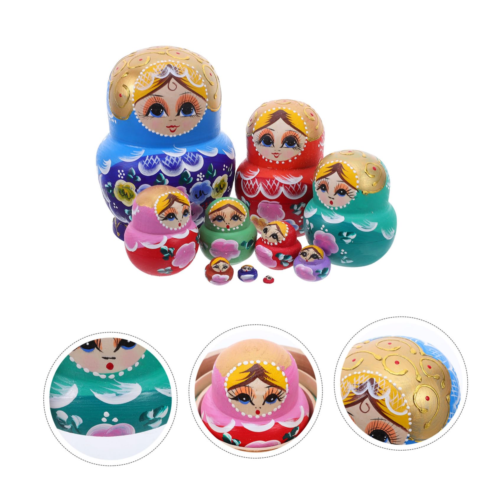 Kisangel Poupée Russe Matriochka à Couches Peinte Main Motifs Floraux de Poupées Russes Décoratives Bois pour Collectionneurs et Décoration Intérieure