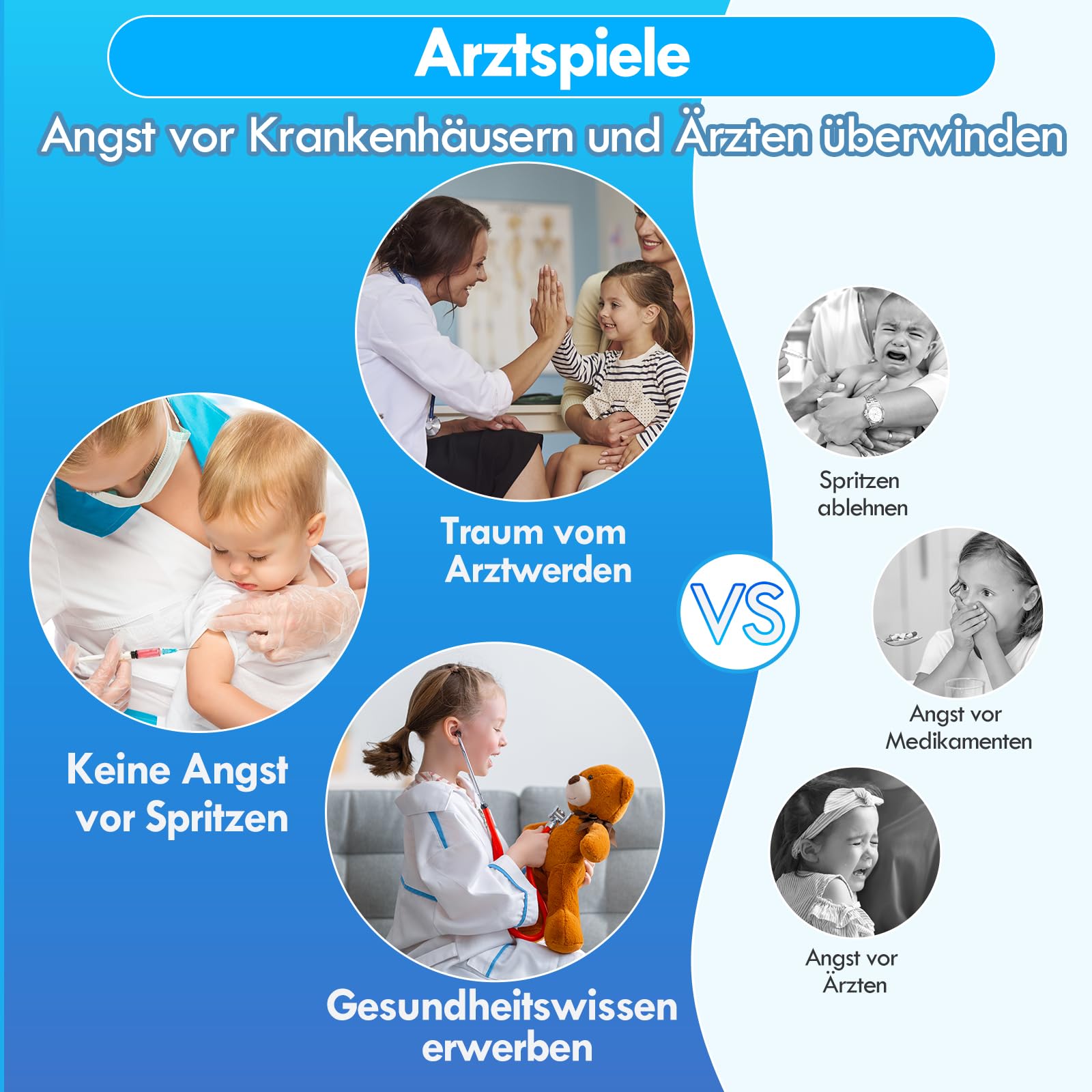 Lehoo Castle Arztkoffer Kinder, Doktorkoffer Kinder, Arztkoffer mit Stethoskop & Arztkittel, Spielzeug ab 3 Jahre
