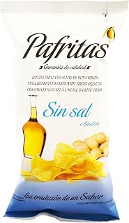 Pafritas Gourmet No Salt Potato Chips, Spanish Olive Oil, Gluten Free, No Preservatives, 140g, Pack of 2