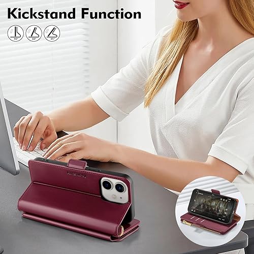 Vista 5 de Antsturdy Compatible con iPhone 11 Funda tipo cartera, Funda de piel sintética con bloqueo RFID para hombres y mujeres, tipo libro, a prueba