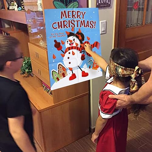 Miniatura 9 de Pin The Nose on The Snowman, juegos de fiesta de Navidad, suministros para niños, familias y grupos de adultos
