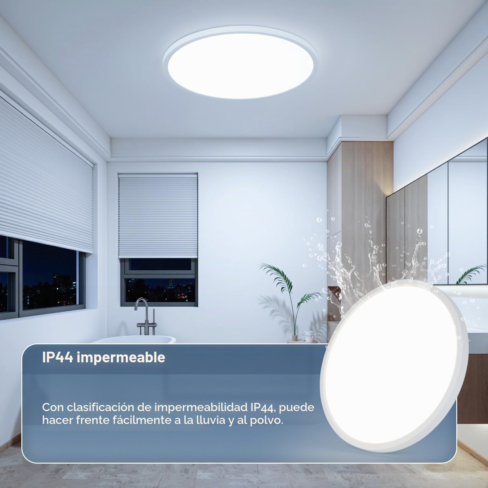Lampara de Techo LED 52W 50CM Blanco, 5200LM Plafon LED Redondo Moderno 6500K Luz Fría para Dormitorio, Salon, Cocina y Baño