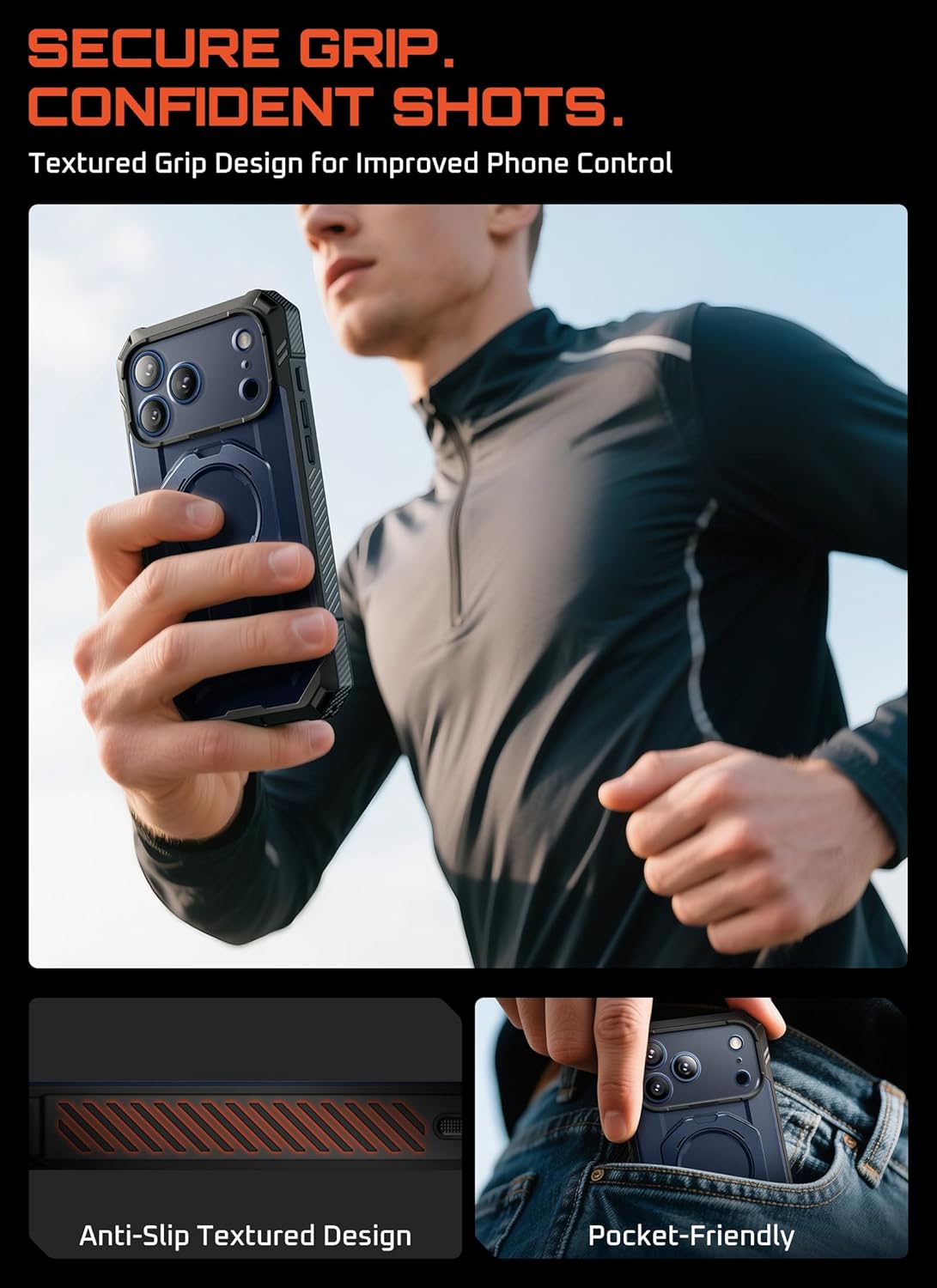 SUPCASE for iPhone 17 Pro Case with Tempered Glass Screen Protector (UBGrip Pro), [Camera Control Cover] [Compatible with MagSafe] [Built-in Kickstand] Full-Body Heavy Duty Magnetic Phone Case, Azure - Image 8