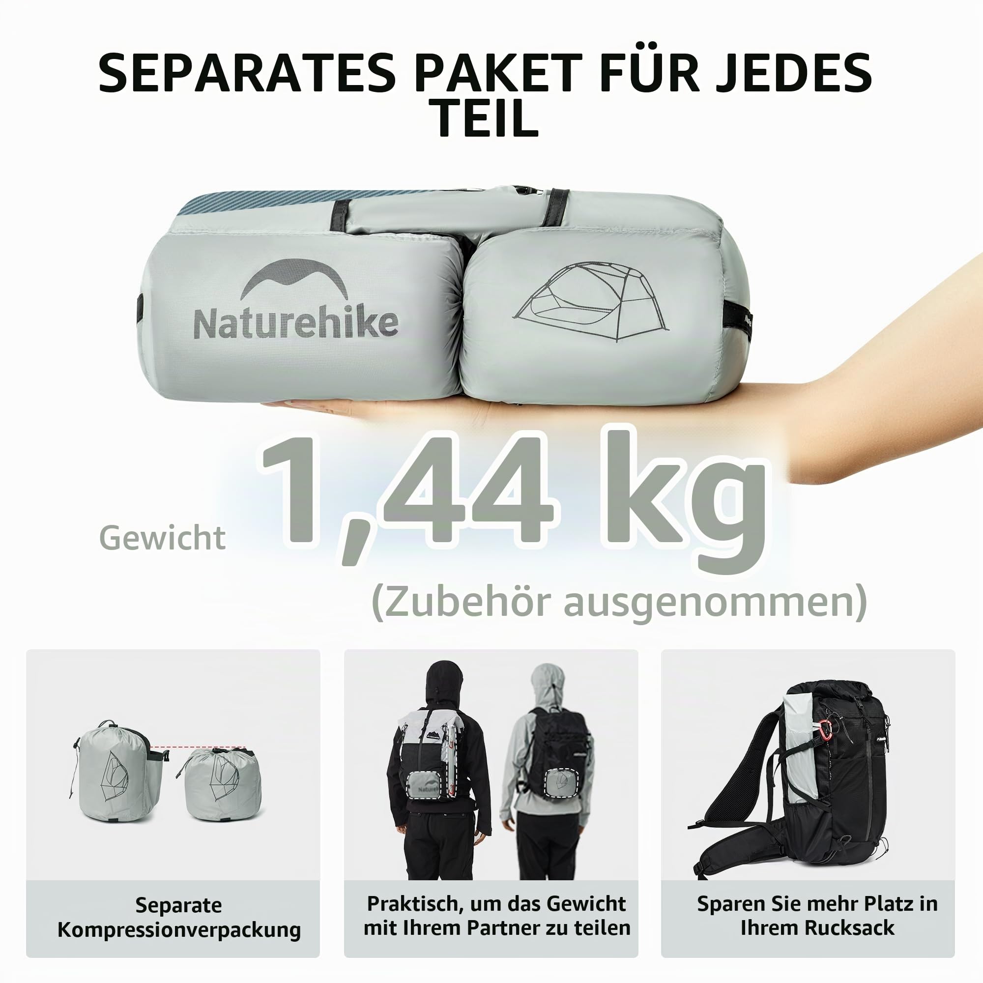 Naturehike Star River Ultraleicht Backpacking Zelt 2 Personen Campingzelt Wasserdicht für 3-4 Jahreszeiten Biwakzelt Insektenschutz für Festtage, Camping, Wandern, Trekking