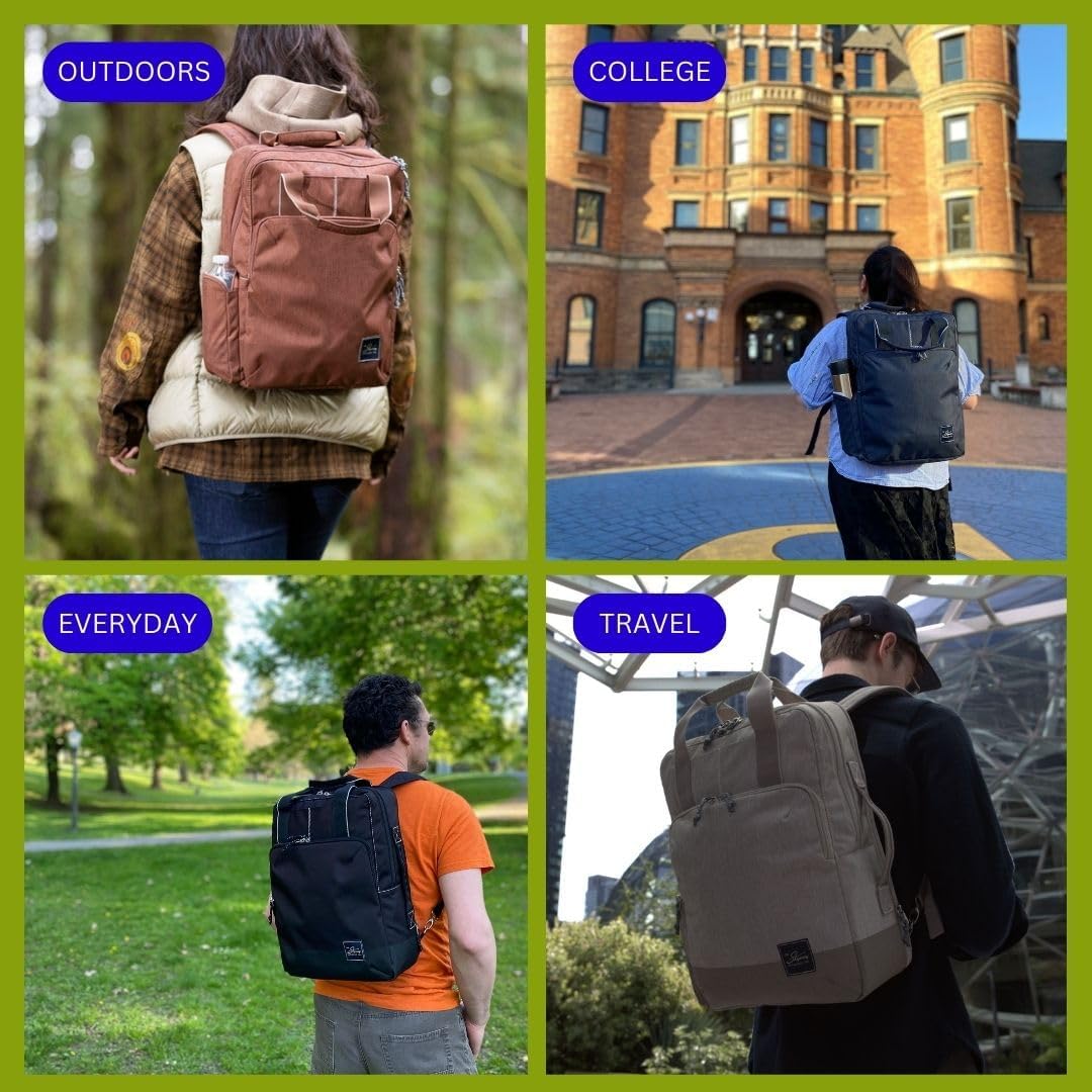 Skyway Luggage Rainier Deluxe Backpack, Eco-Friendly, Made of 100% rPET Travel Laptop Bag for Women & Men, Flight Approved Carry On Bag, 19L, Zion Gray