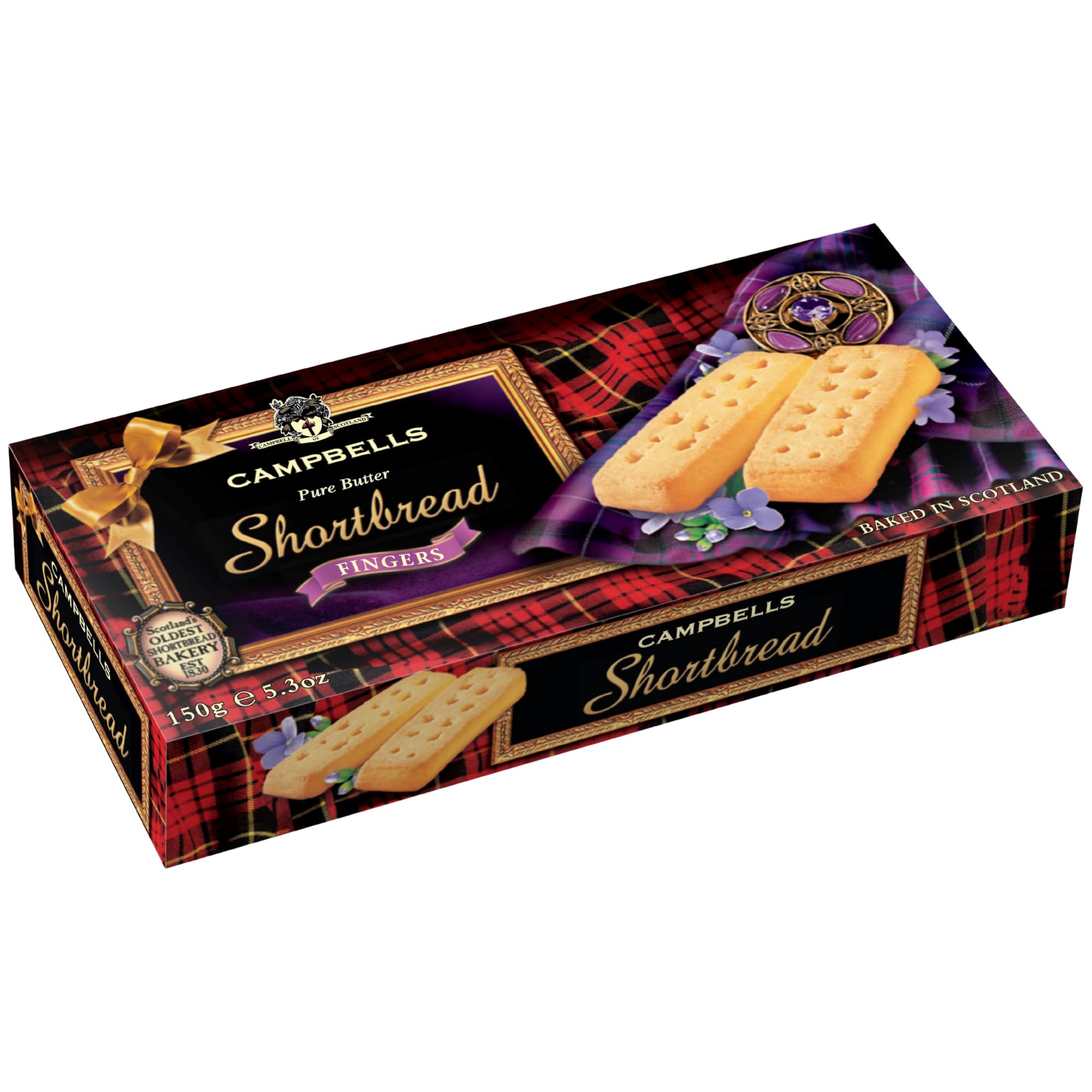 Campbells All Butter Shortbread Fingers - Traditional Shortbread in Carton, Product of Scotland