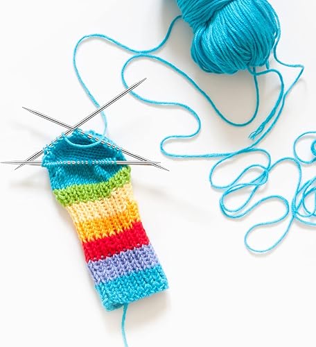 Miniatura 4 de Juego de 55 agujas de tejer de 11 tamaños, 7.9 in, agujas de tejer rectas de metal de doble punta, agujas de hilo de acero inoxidable para proyectos