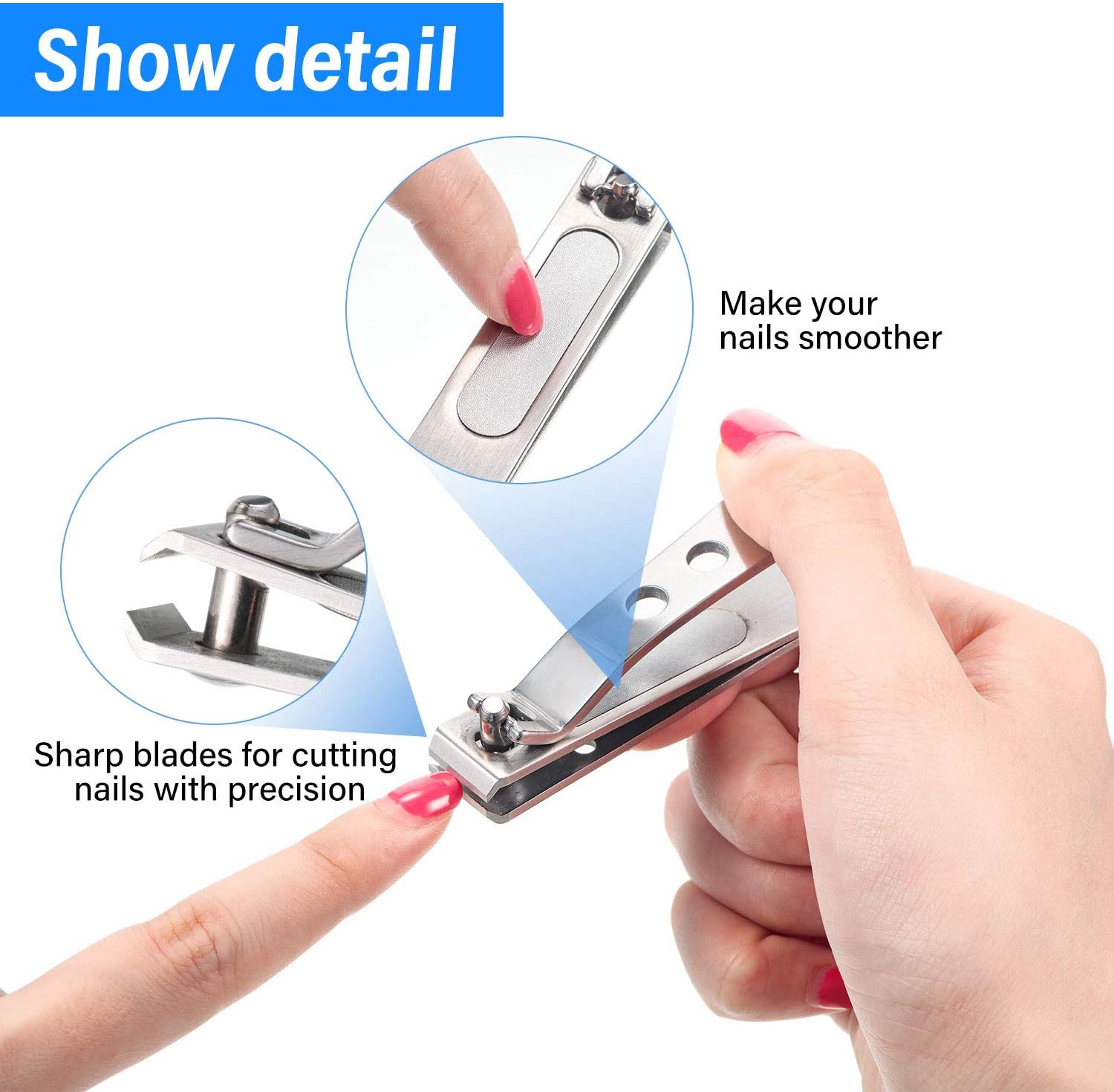 2 Pieces Nail Clipper for Thick Nails, Straight Edge Toenail Clippers, Stainless Steel Nail Cutters, Heavy Duty Large Wide Mouth Fingernail and Toenail Clippers for Men Women