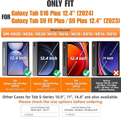 Miniatura 2 de SEYMAC stock Funda para tableta Samsung Galaxy Tab S9 Plus de 12.4 pulgadas 2023 con protector de pantalla y soporte para lápiz correa de mano