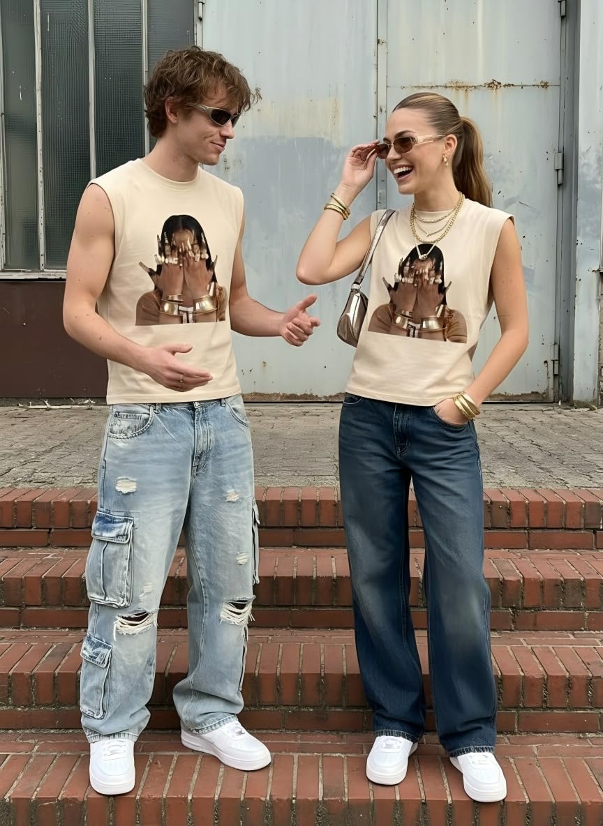 QJQ Men's Graphic Tank Top Crew Neck Sleeveless Sexy Clothes Hippop Summer Rapper Streetwear - Image 3