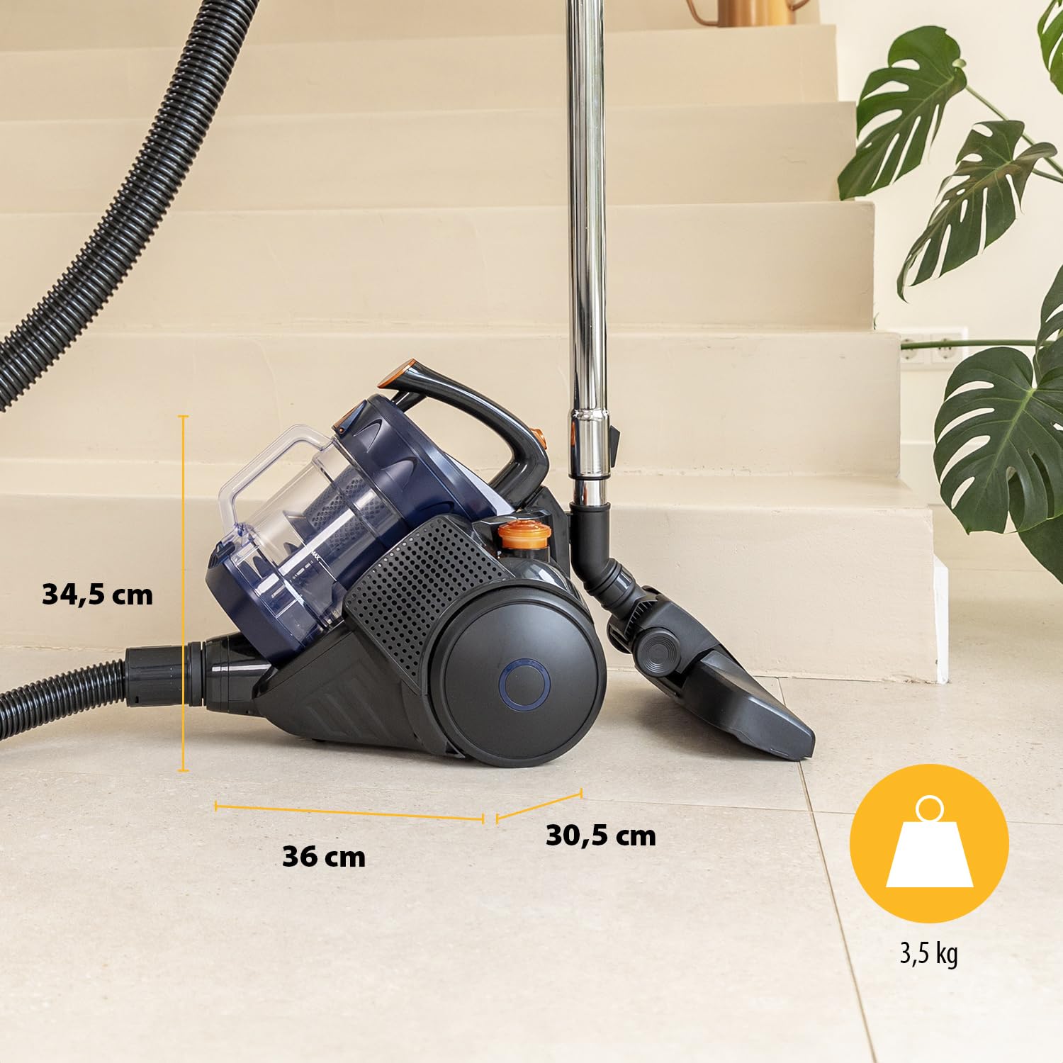 Aspirador Multi Ciclónico Tristar - Sin bolsa - Alcance 18 m - Volumen 2,8 L - Motor 700 W - Velocidad regulable - SZ-4135