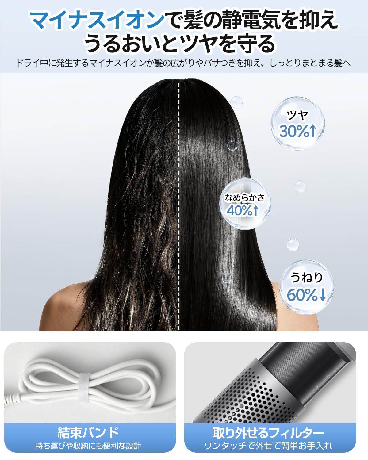 Amazon | ドライヤー ヘアドライヤー 1300W超大風量 速乾 ブラシレスDC