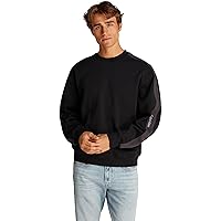 Calvin Klein Uomo Felpa Logo Tape Crew Neck Relaxed Fit, Nero (CK Black)